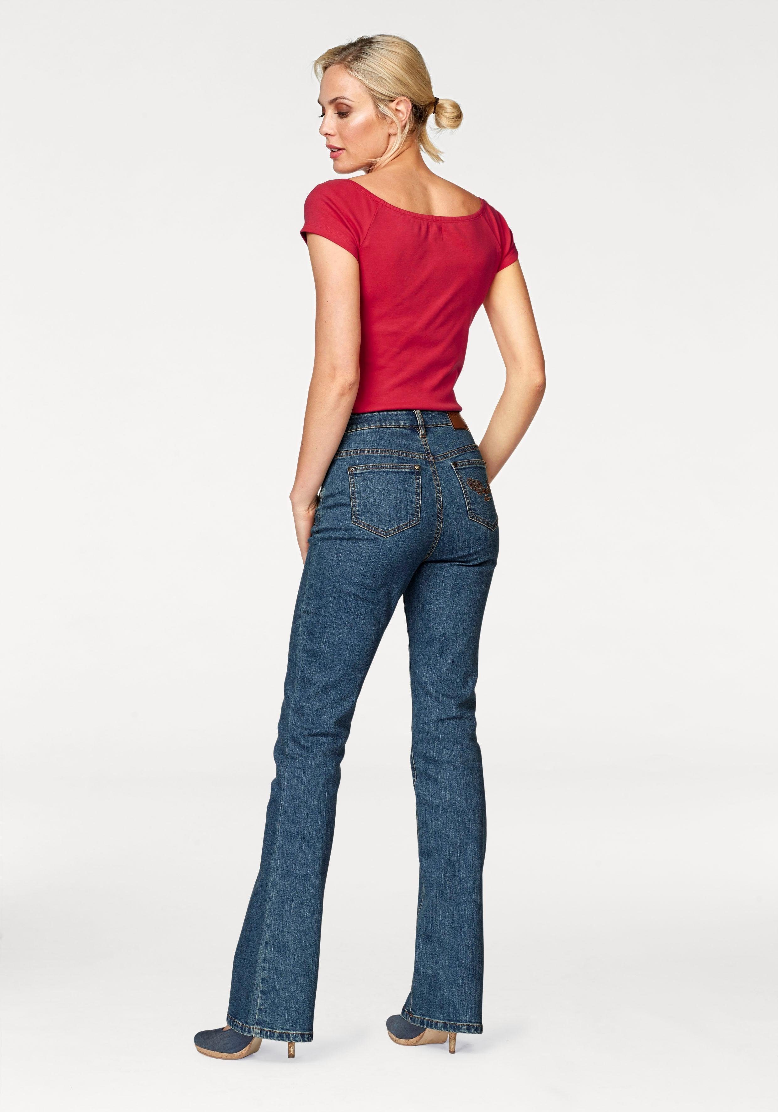 Arizona Bootcut jeans Comfort Fit uitlopende pasvorm, met steekzakken, hoge taille