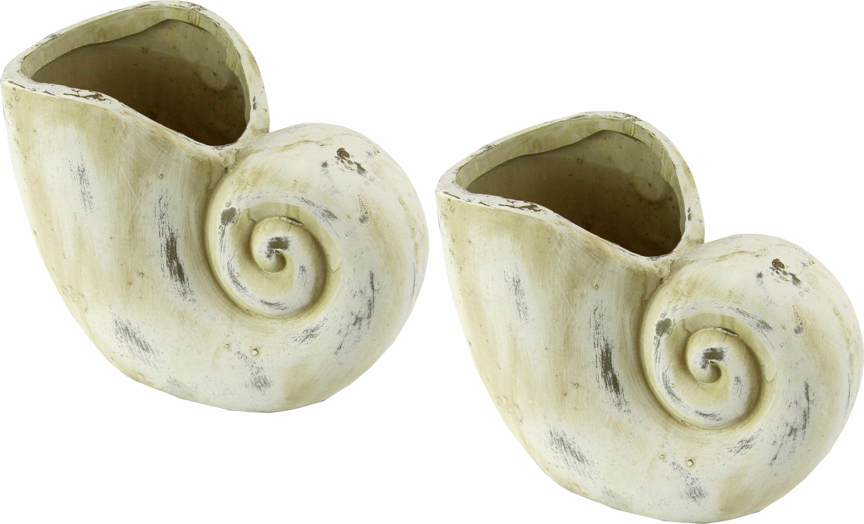 I.GE.A. Sierpot Plantenbak schelp (set, 2 stuks) vazen & bloempotten beige