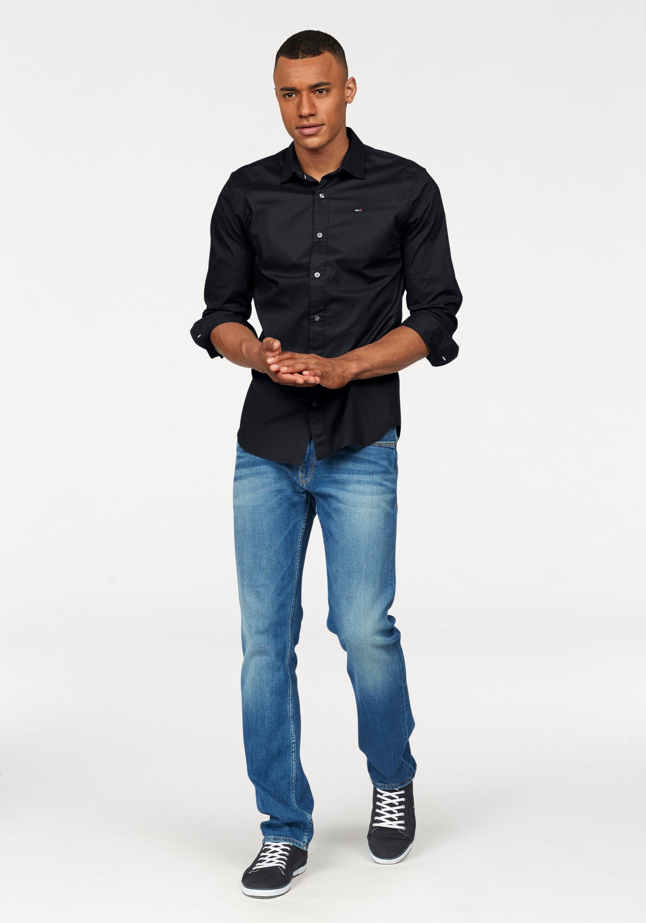TOMMY JEANS Overhemd met lange mouwen Sabim Stretch Hemd Shirt Stretch shirt, premium, slim fit, met elastaan