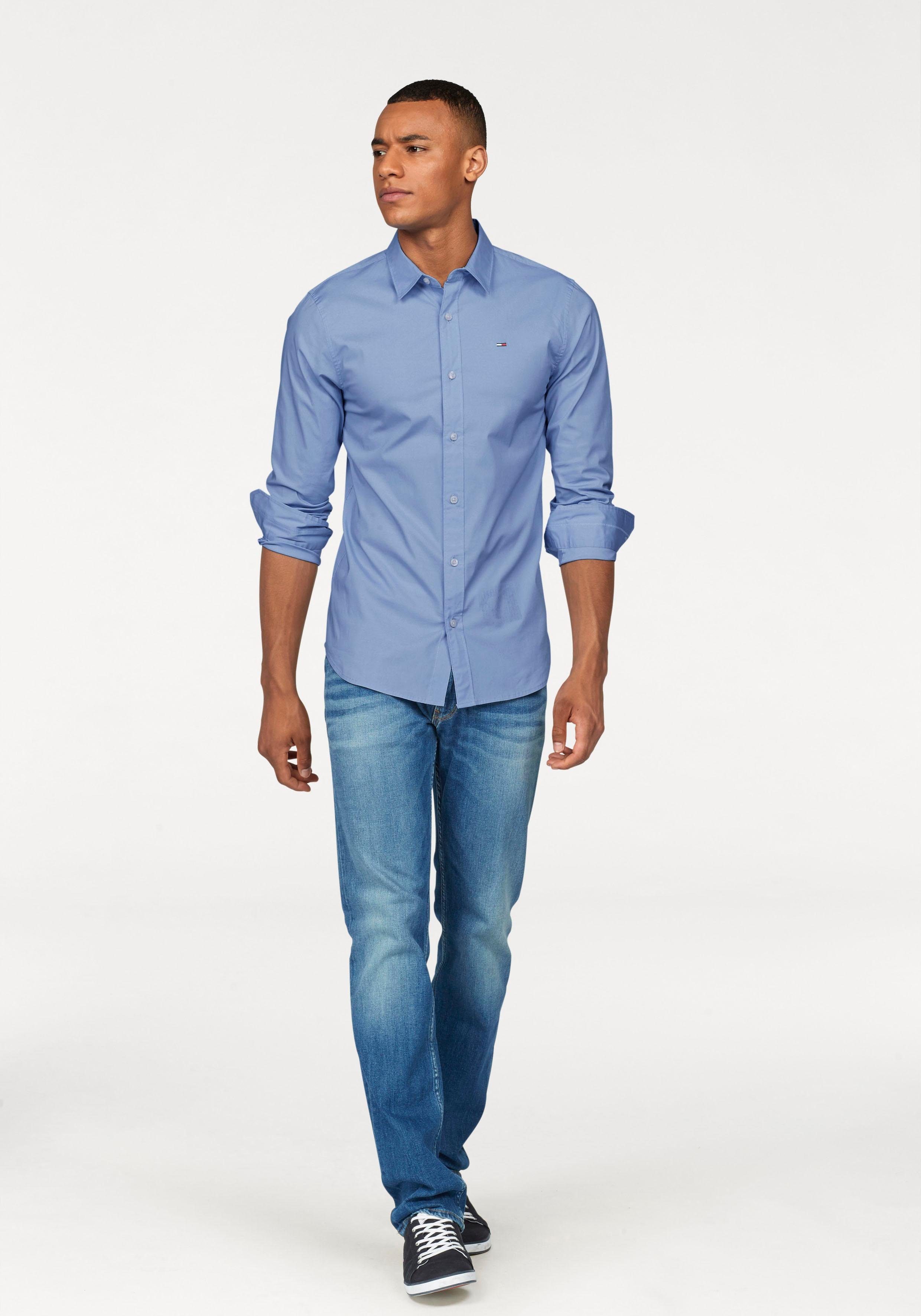 TOMMY JEANS Overhemd met lange mouwen Sabim Stretch Hemd Shirt Stretch shirt, premium, slim fit, met elastaan