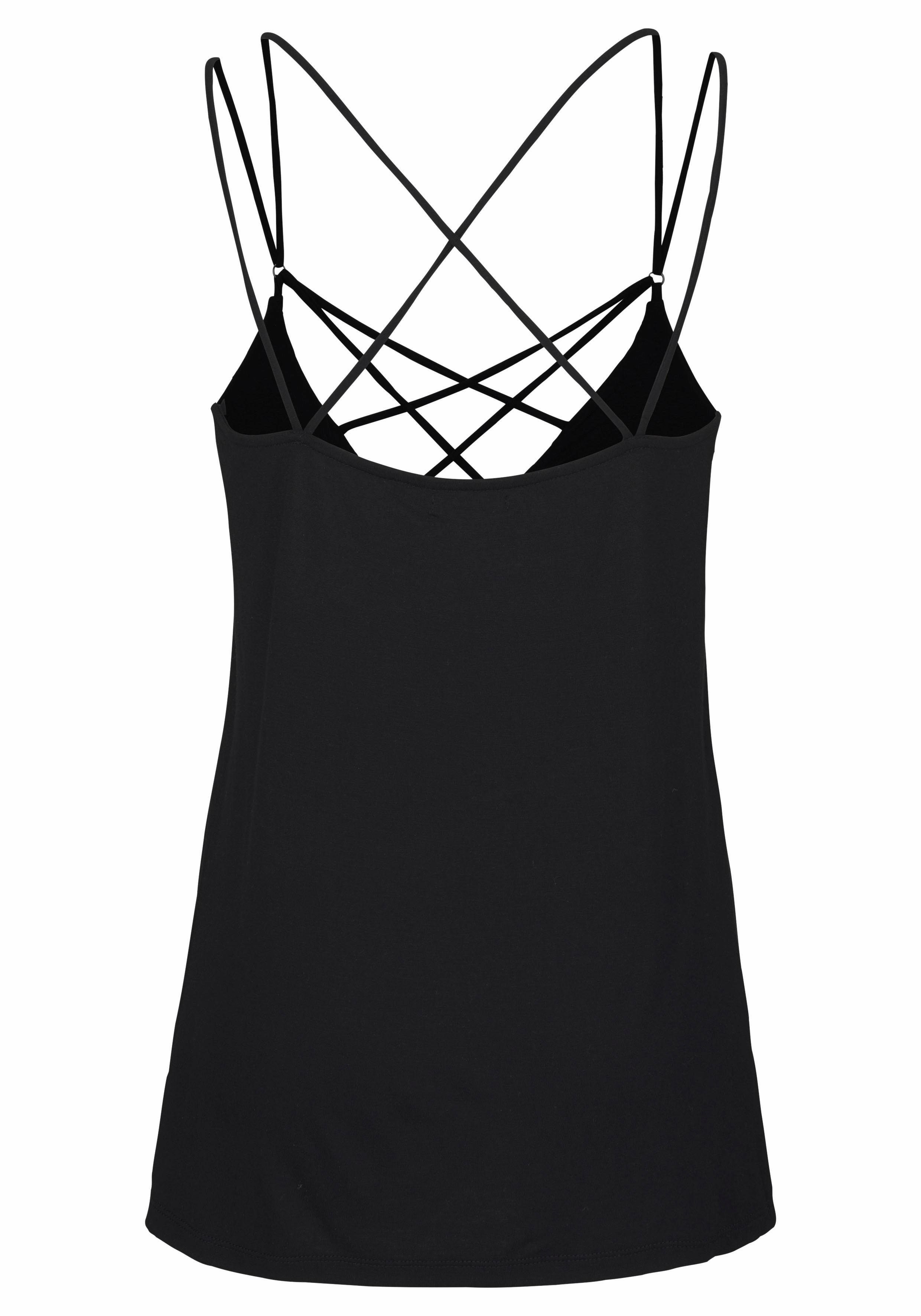 Lascana Top met spaghettibandjes met gekruiste bandjes, zomerse dametop