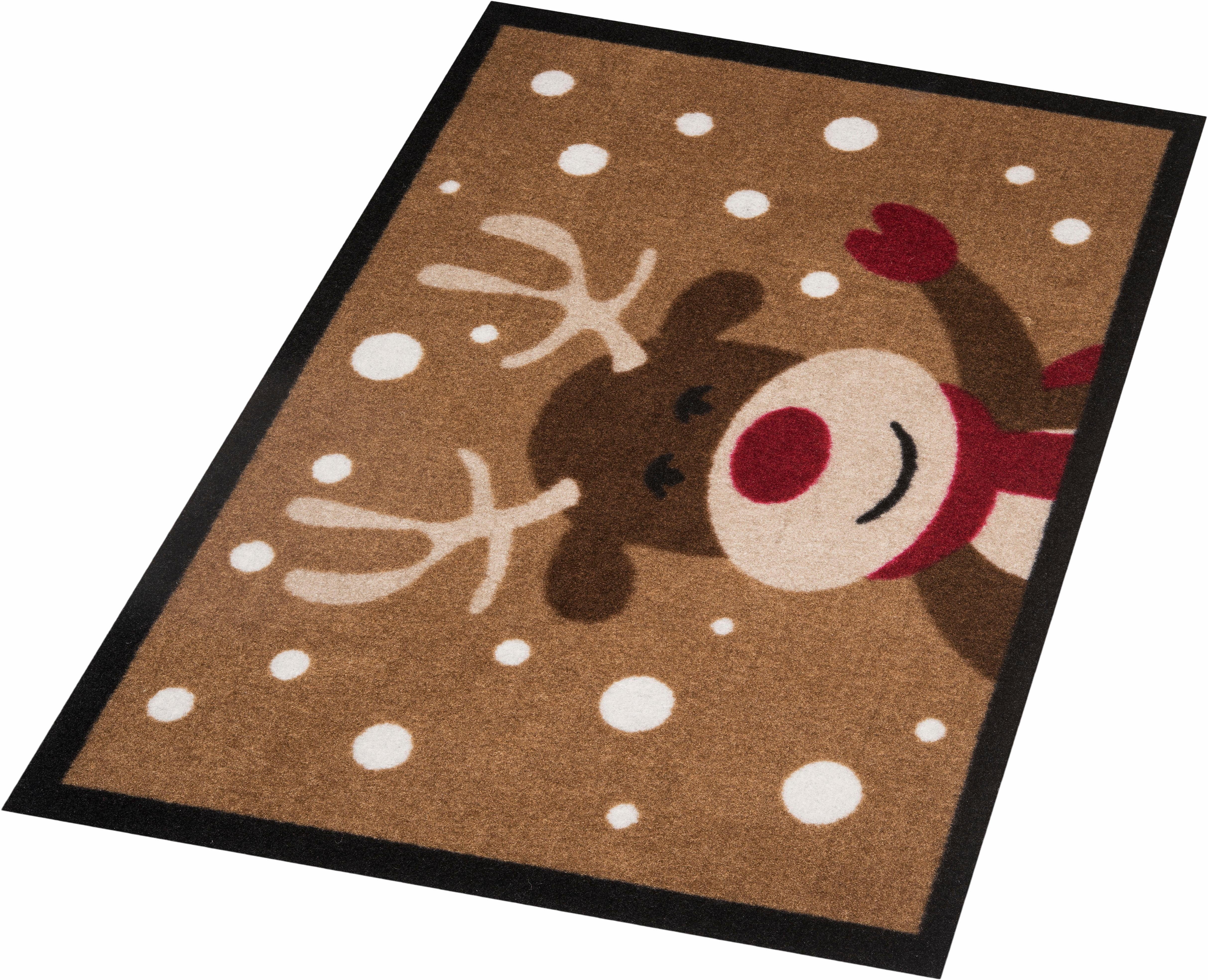 HANSE Home Mat Reindeer, deurmat In- & Outdoor, antislip, rendiermotief, wasbaar, weerbestendig, gang