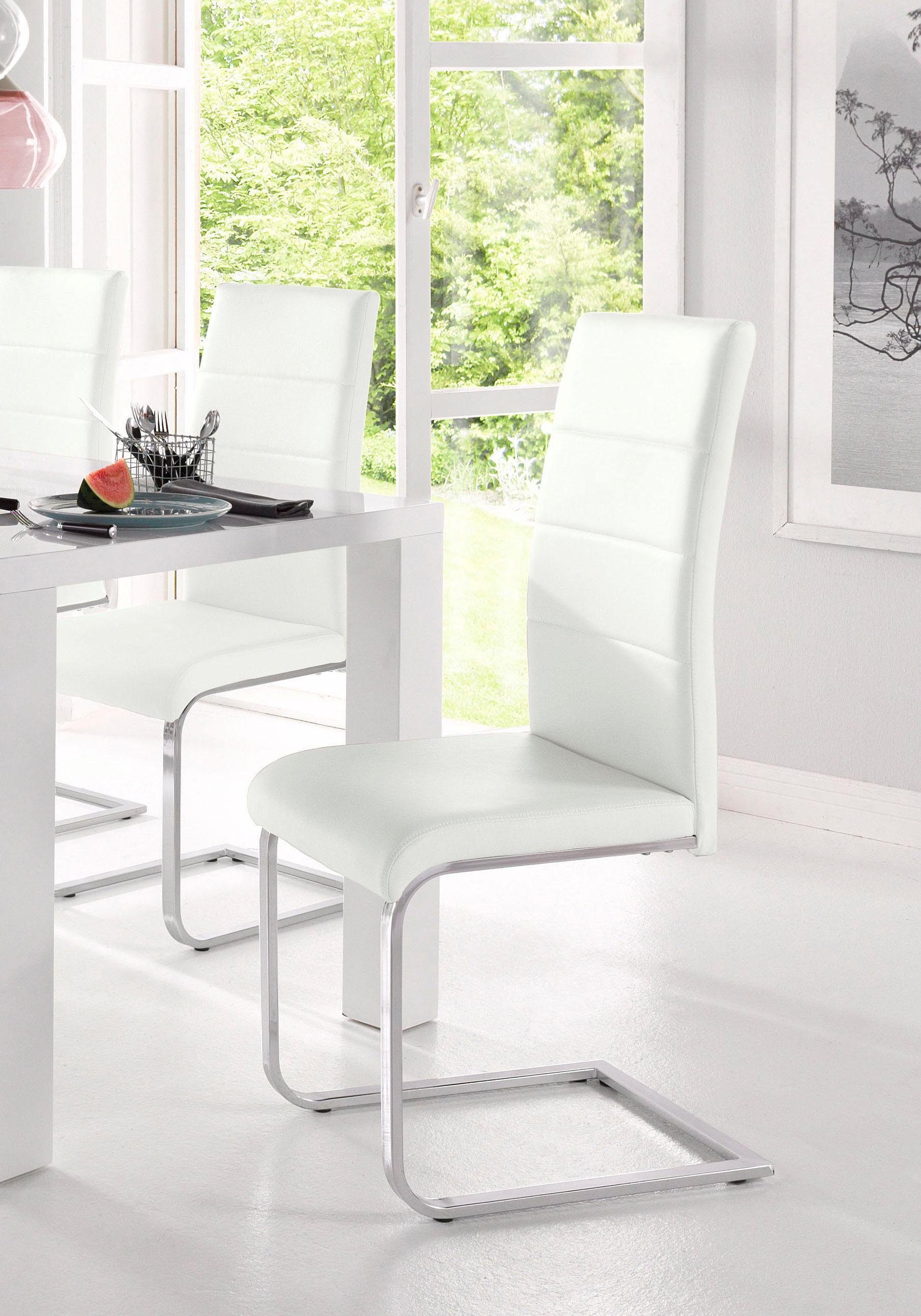 INOSIGN Vrijdragende stoel JOSY Bekleding in imitatieleer, verchroomd metalen frame (set, 2 stuks)