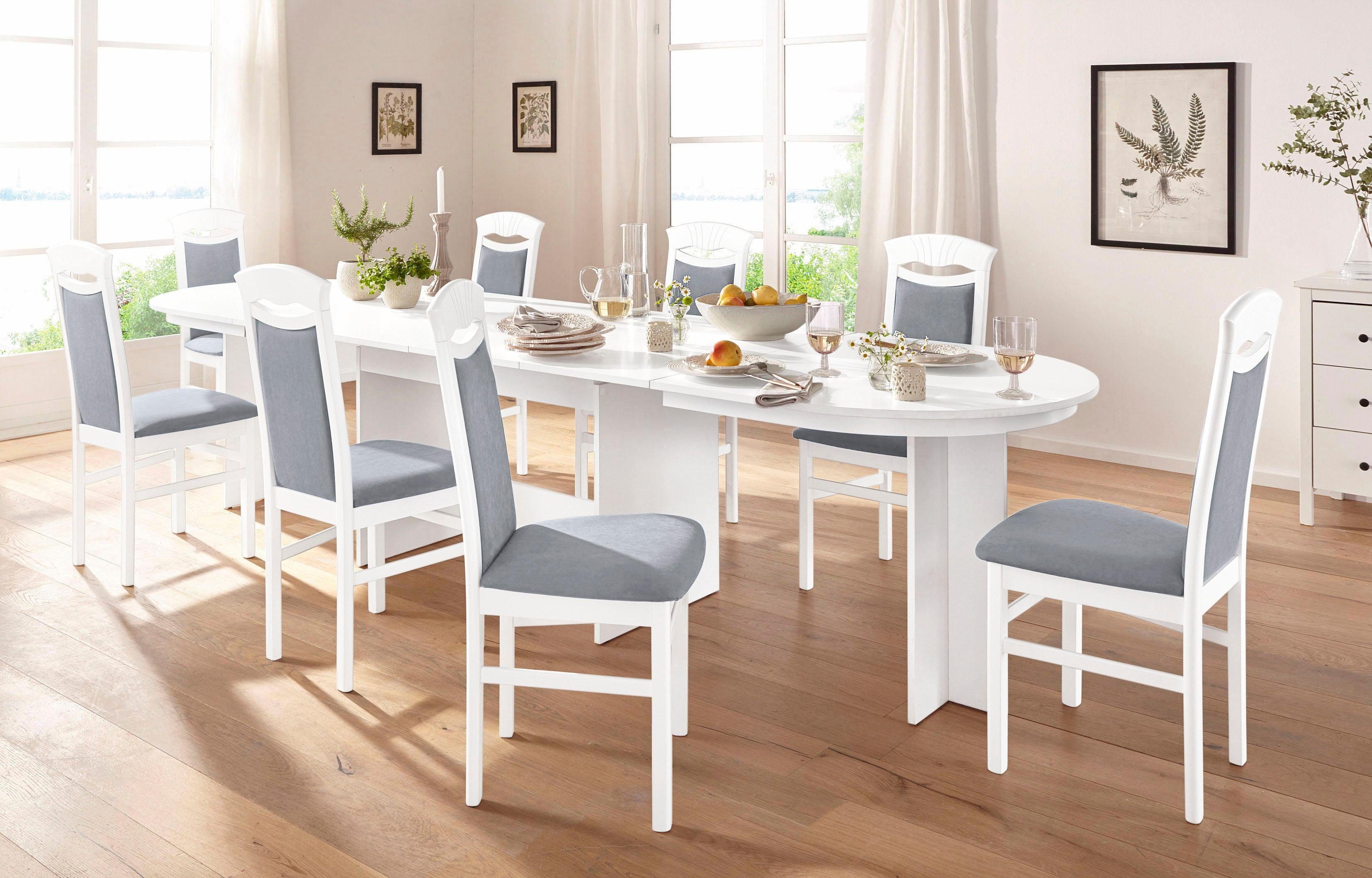 Home affaire Eetkamerstoel Franz slijtvast microvezel, onderstel beuken naturel of wit, houten stoel (set, 2 stuks)