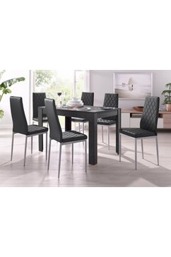 my home eethoek lynn + brooke 4 stoelen met tafel in leisteenkleur, breedte 120 cm (set, 5-delig) grijs