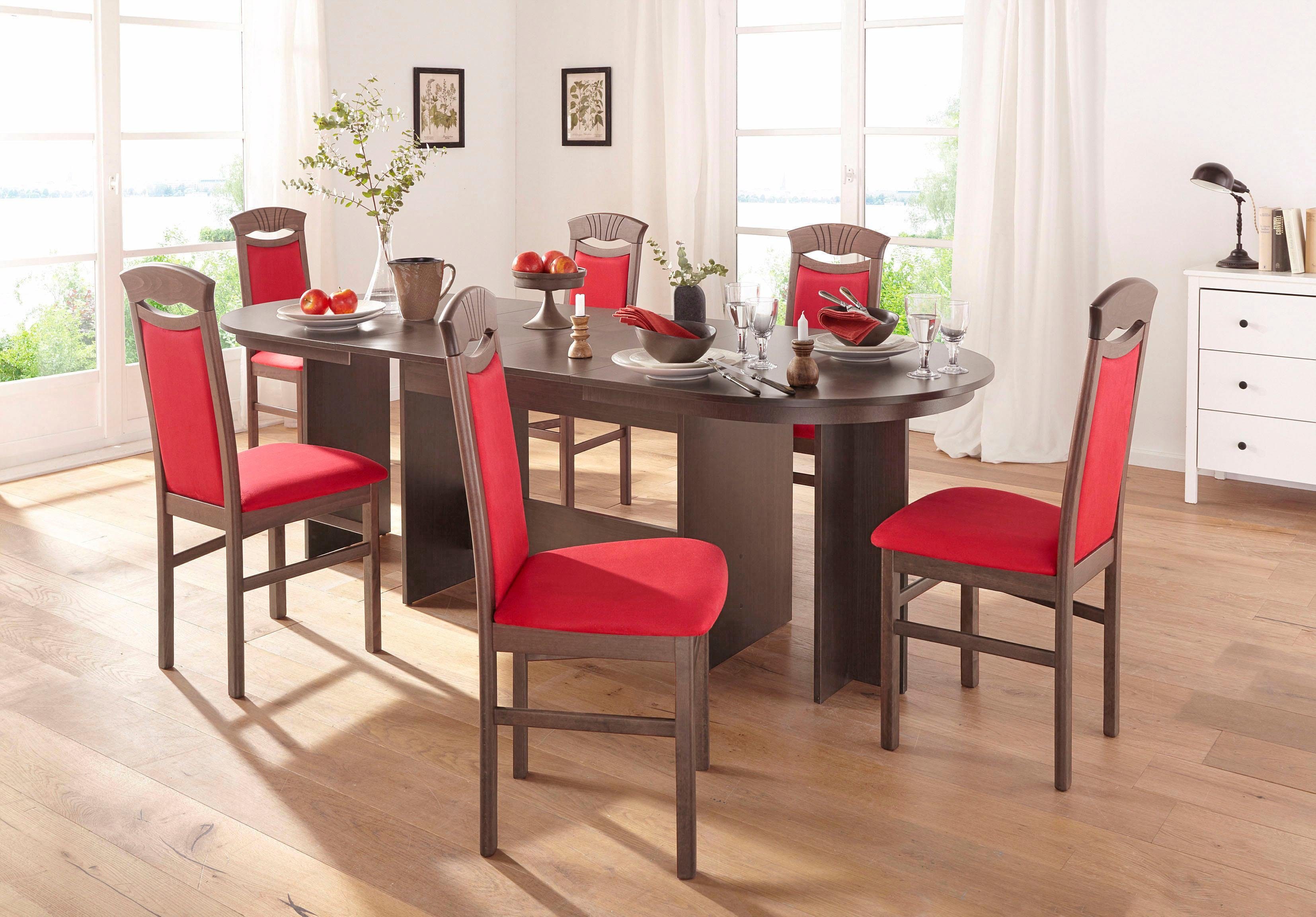 Home affaire Eetkamerstoel Franz slijtvast microvezel, onderstel beuken naturel of wit, houten stoel (set, 2 stuks)