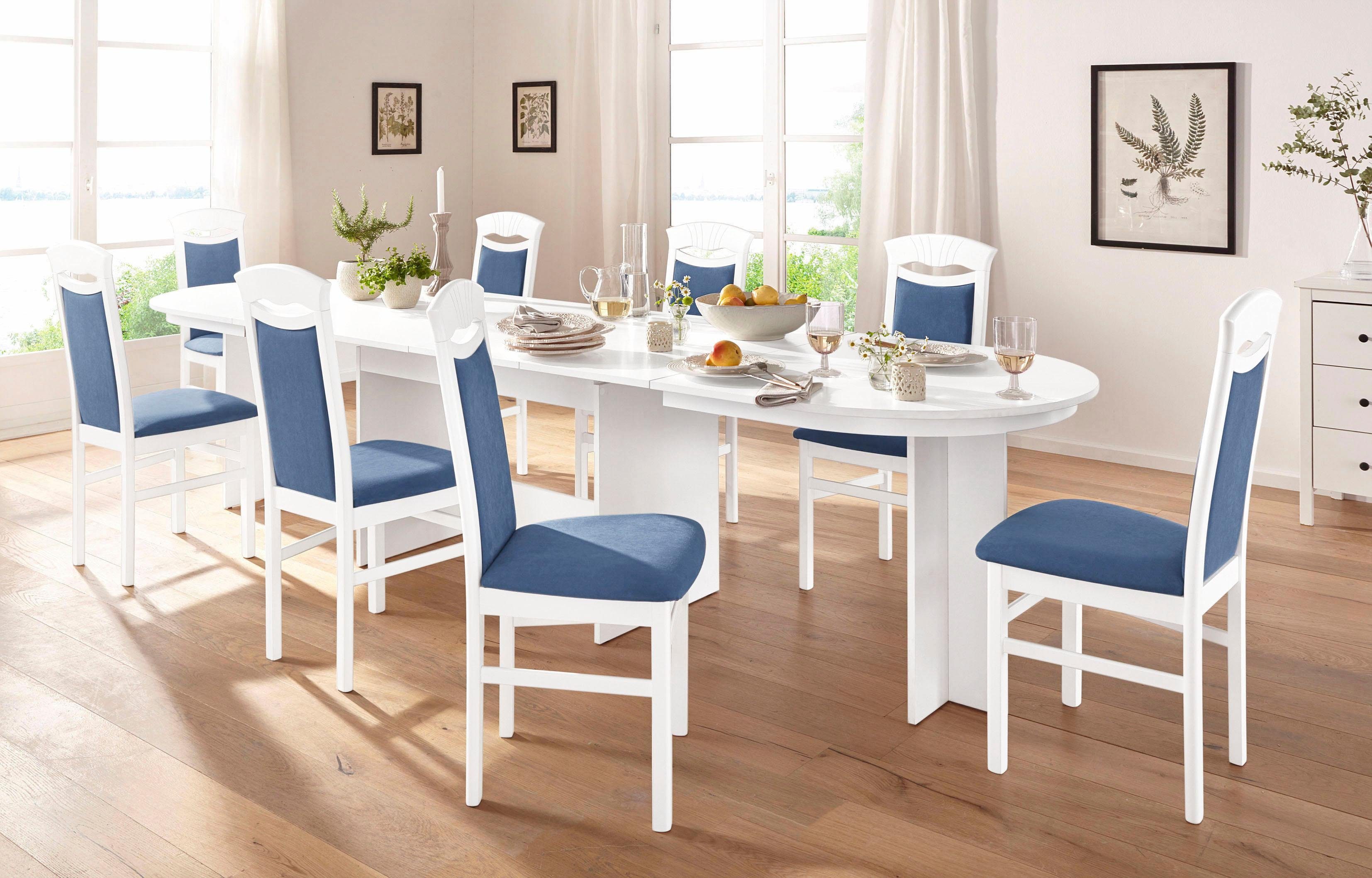 Home affaire Eetkamerstoel Franz slijtvast microvezel, onderstel beuken naturel of wit, houten stoel (set, 2 stuks)