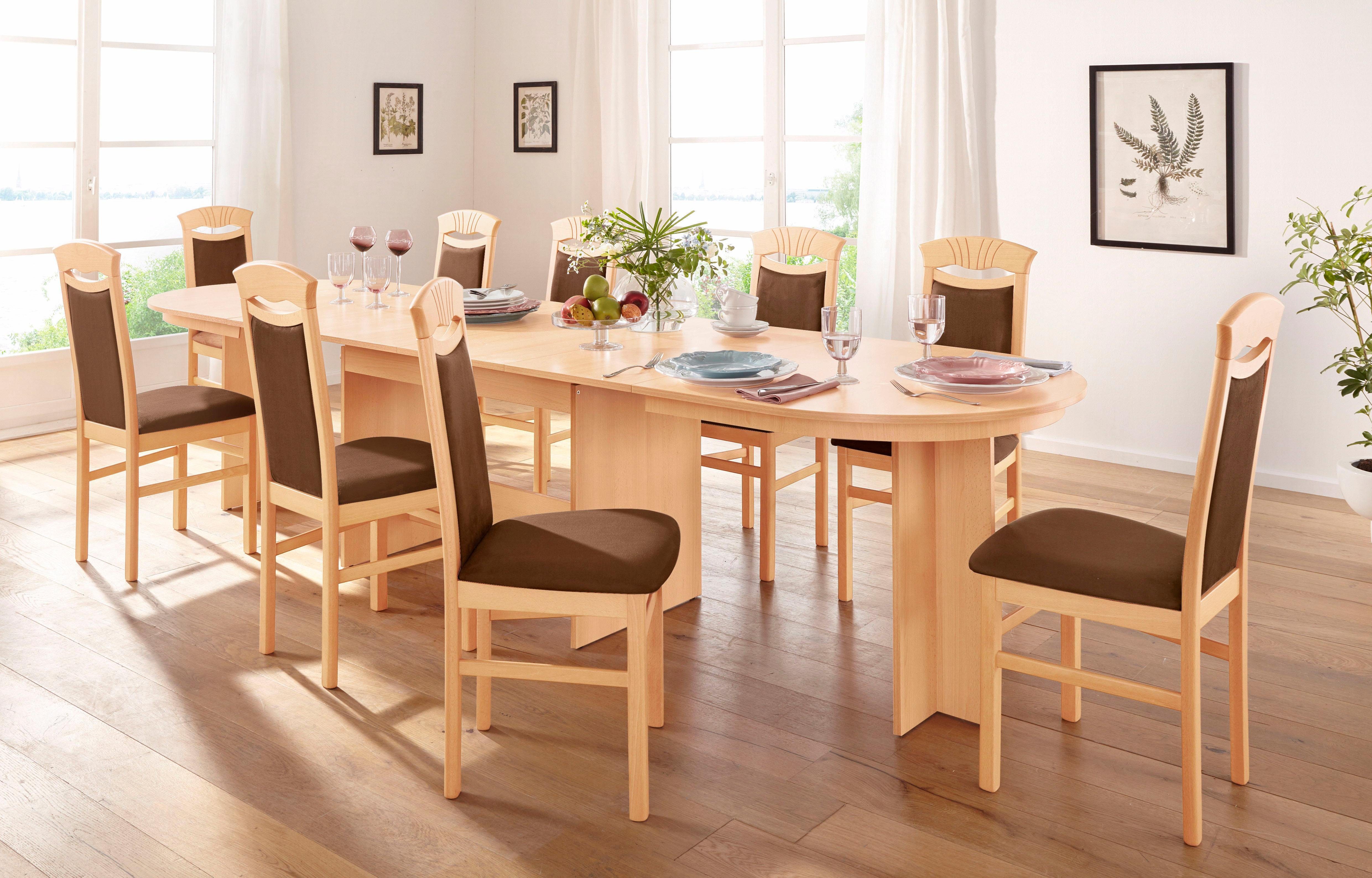Home affaire Eetkamerstoel Franz slijtvast microvezel, onderstel beuken naturel of wit, houten stoel (set, 2 stuks)