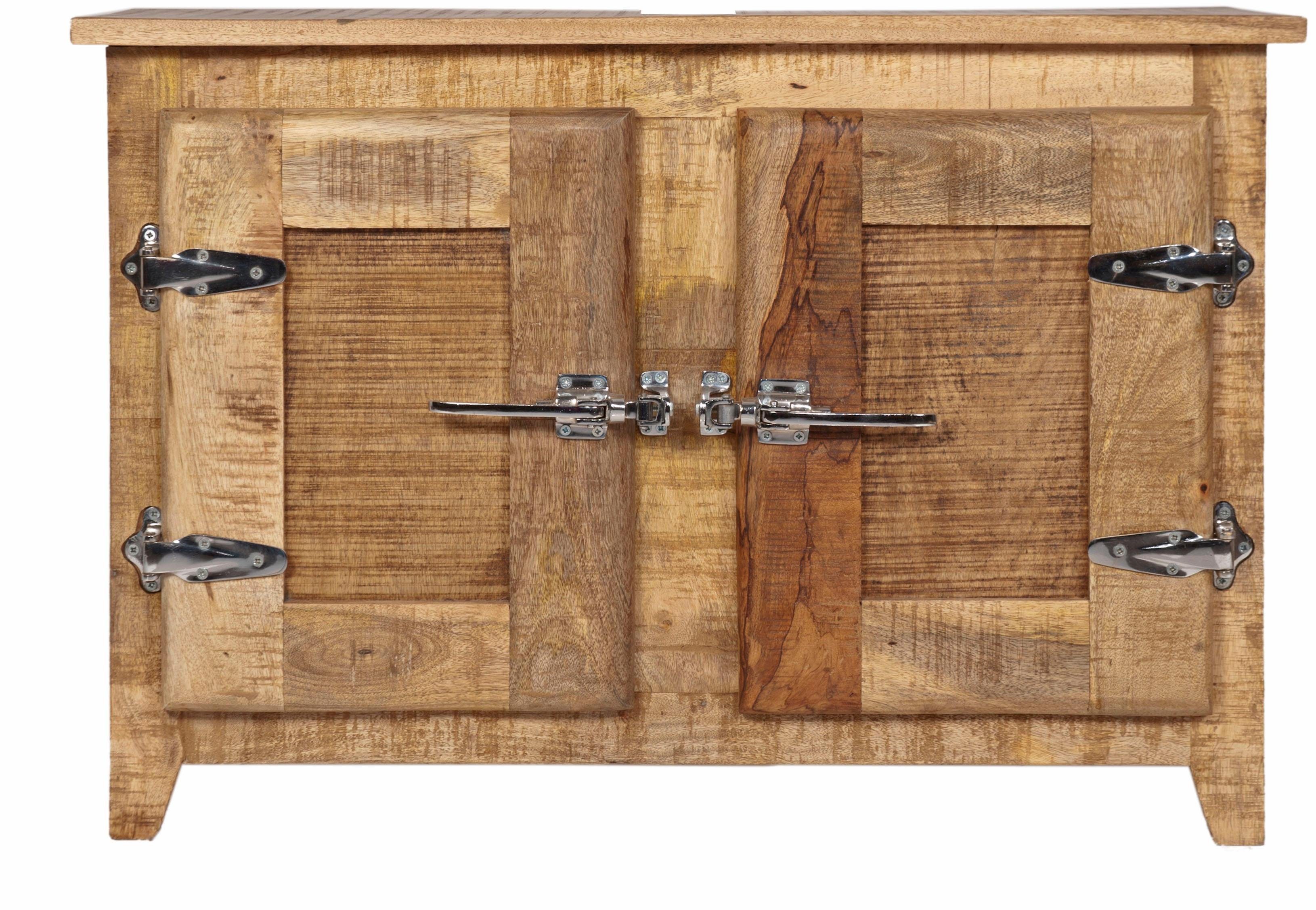 SIT Wastafelonderkast Frigo Mangohout in antiek-look met koelkastgrepen, breedte 88 cm