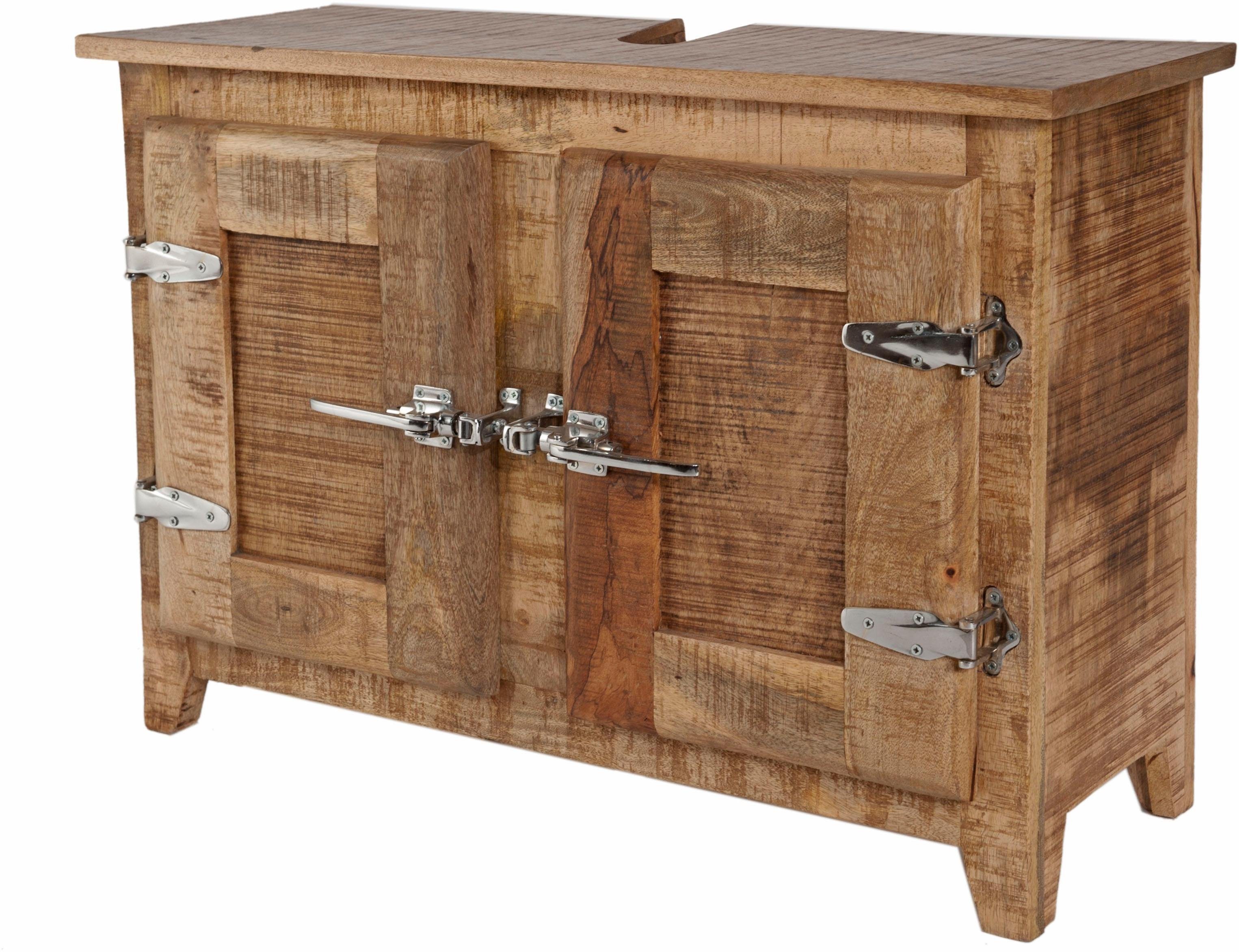 SIT Wastafelonderkast Frigo Mangohout in antiek-look met koelkastgrepen, breedte 88 cm