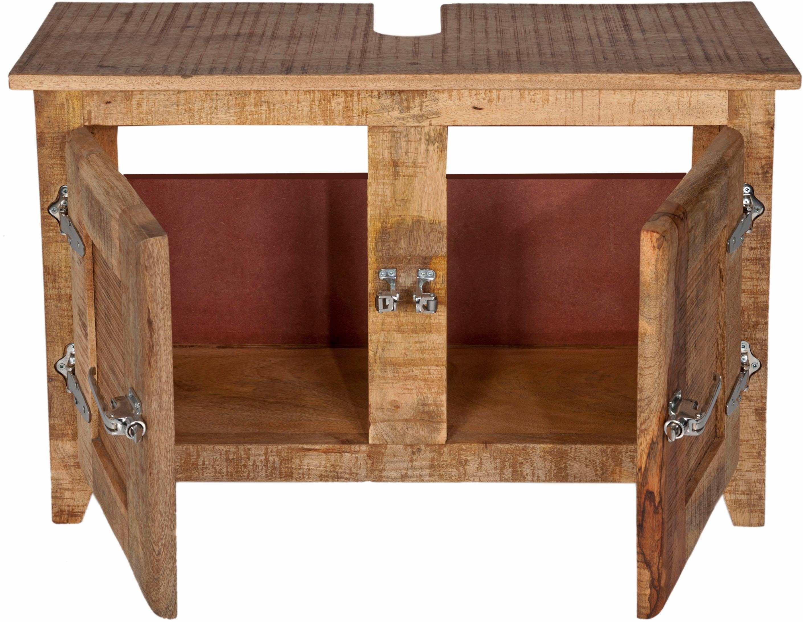 SIT Wastafelonderkast Frigo Mangohout in antiek-look met koelkastgrepen, breedte 88 cm