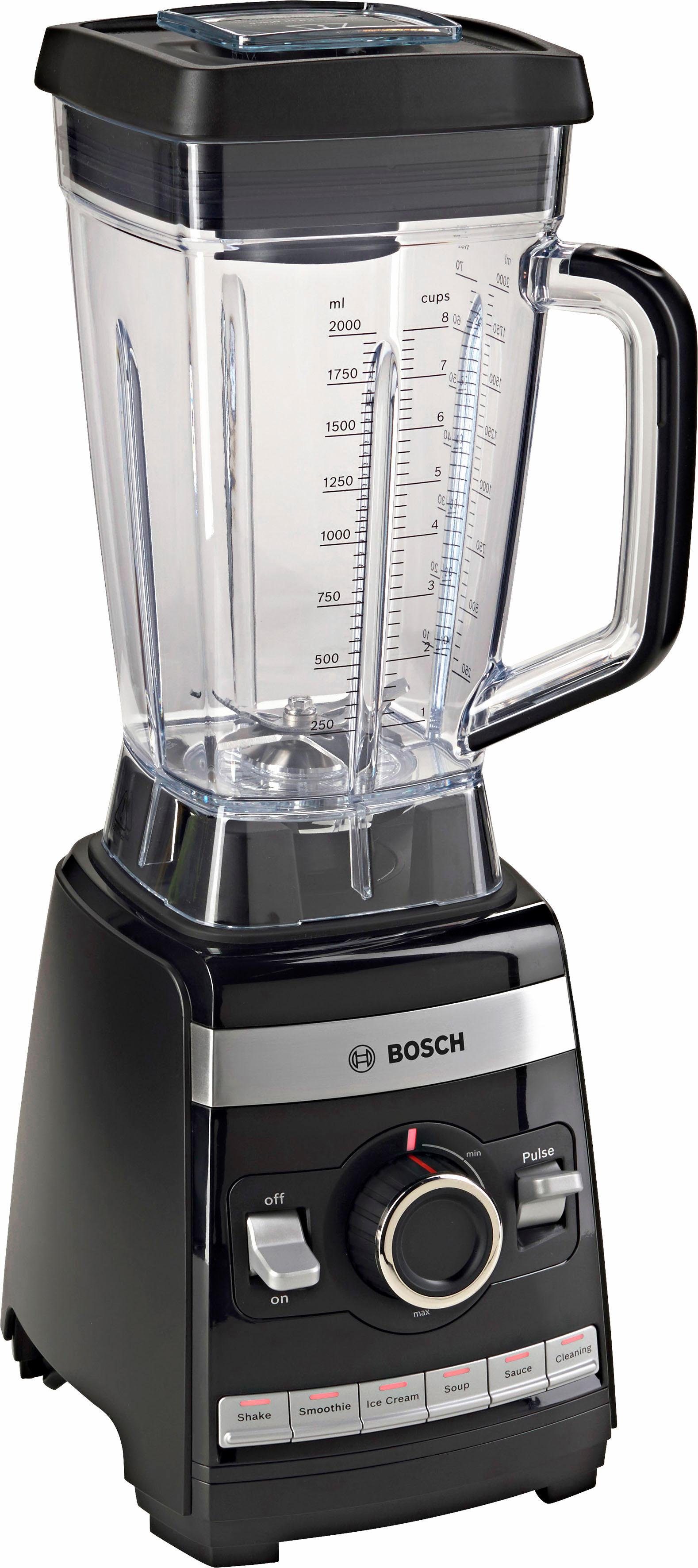 BOSCH Blender VitaBoost MMBH6P6BDE, 6 programma's, 45.000 toeren/min, zwart Hoge prestaties blender, 2,5l Tritan mixcontainer, 6 roestvrijstalen messen, stamper