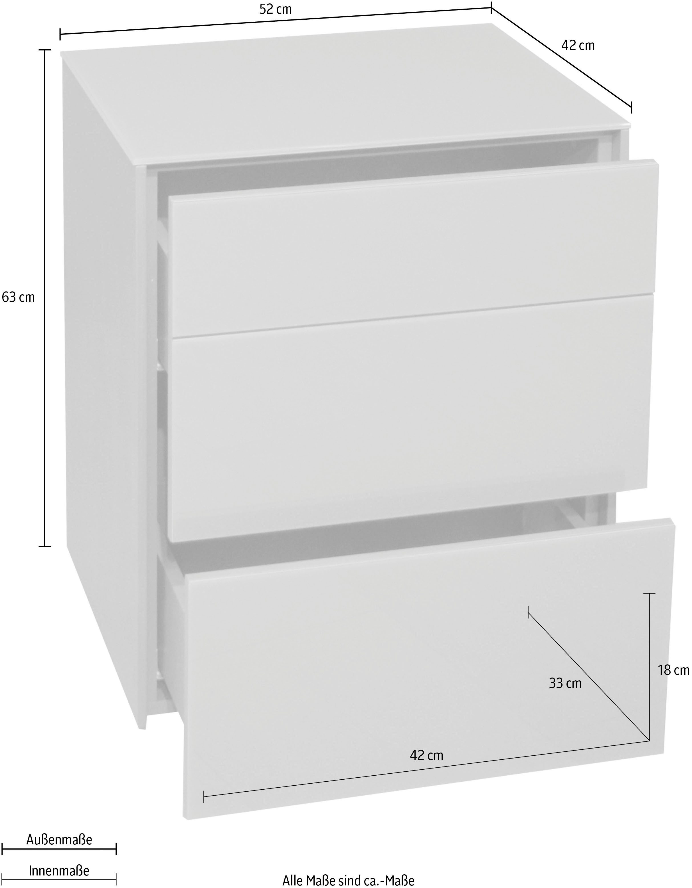 Mäusbacher Kast Imola BESTSELLER! Mäusbacher commode, met glasfront en glazen bovenblad, 2 lades