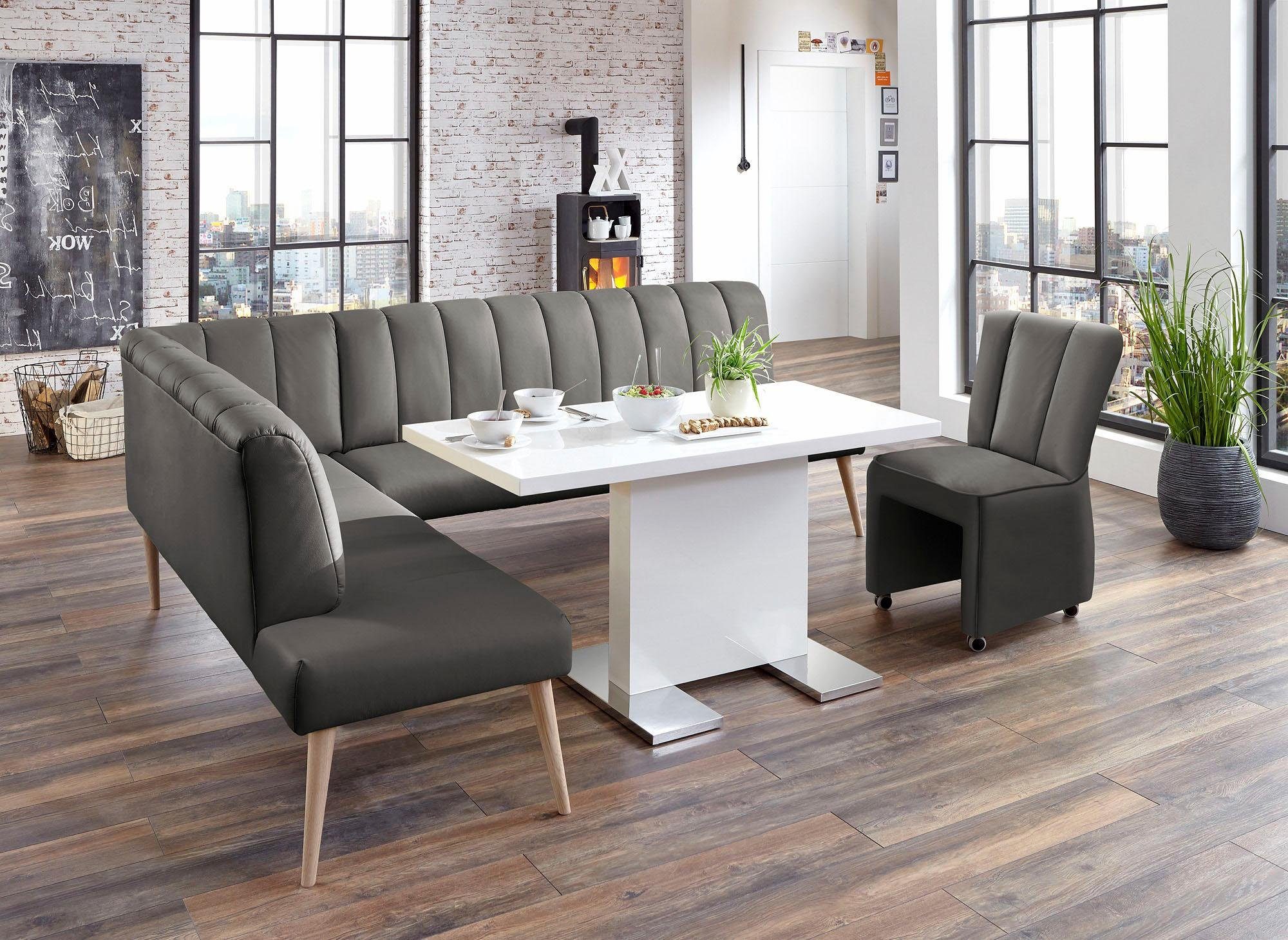Exxpo - sofa fashion Hoekbank Costa, moderne rugstikking, comfortabel en elegant, hoge houten voet