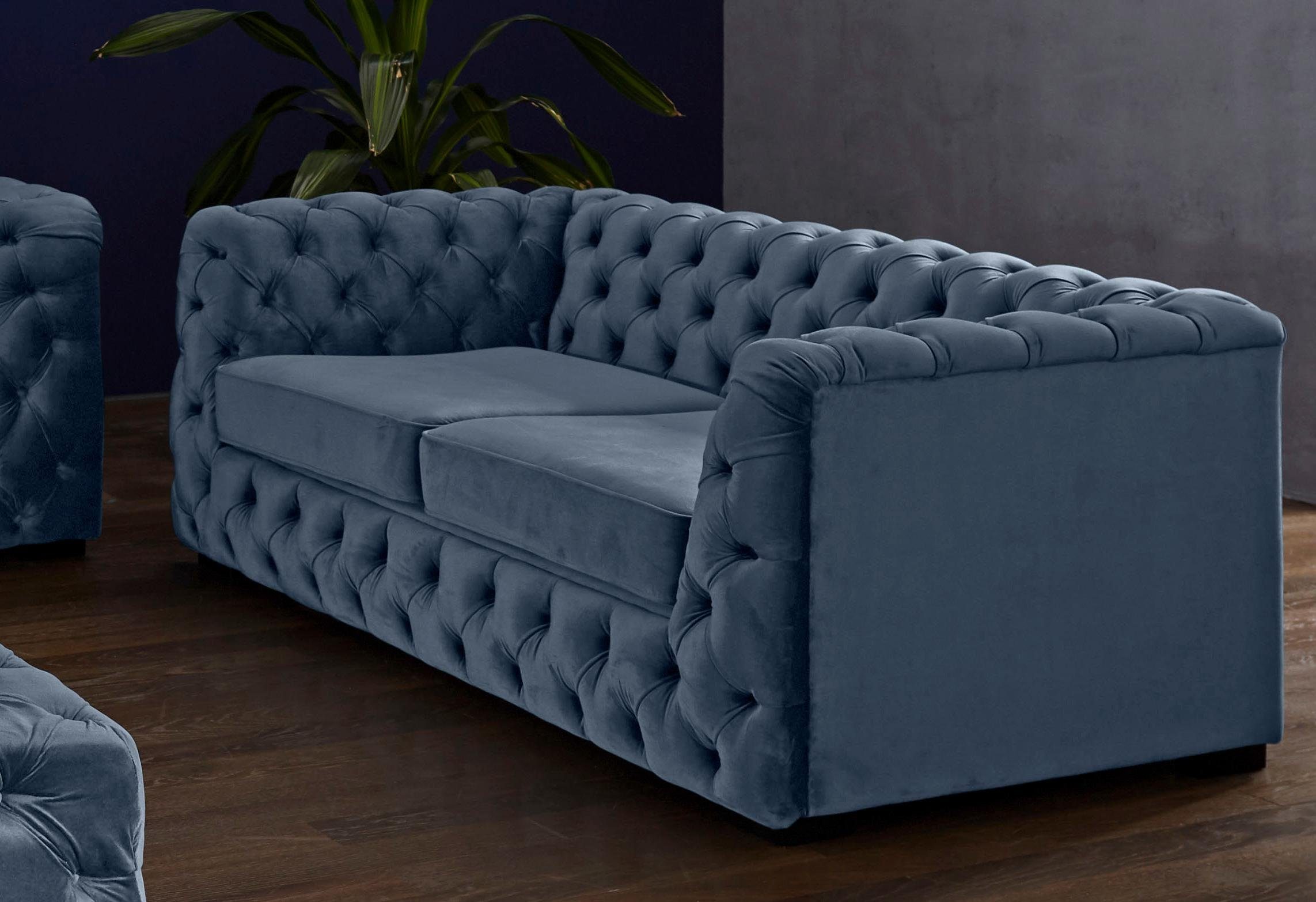Guido Maria Kretschmer Home&Living Chesterfield-bank Kalina met klassieke chesterfield-capitonnage blauw, chesterfield banken