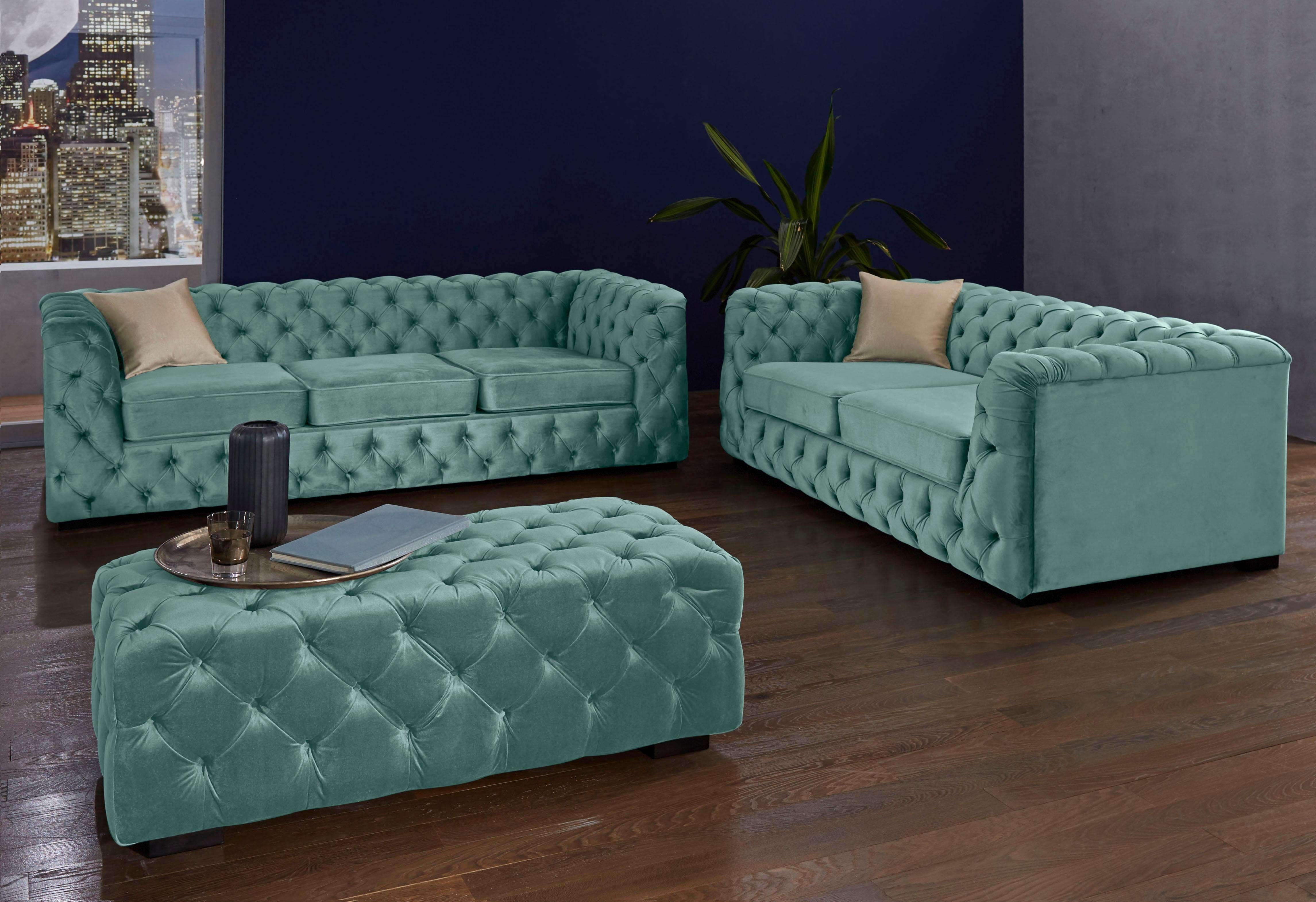 Guido Maria Kretschmer Home&Living Hocker Kalina met klassieke chesterfield-capitonnage
