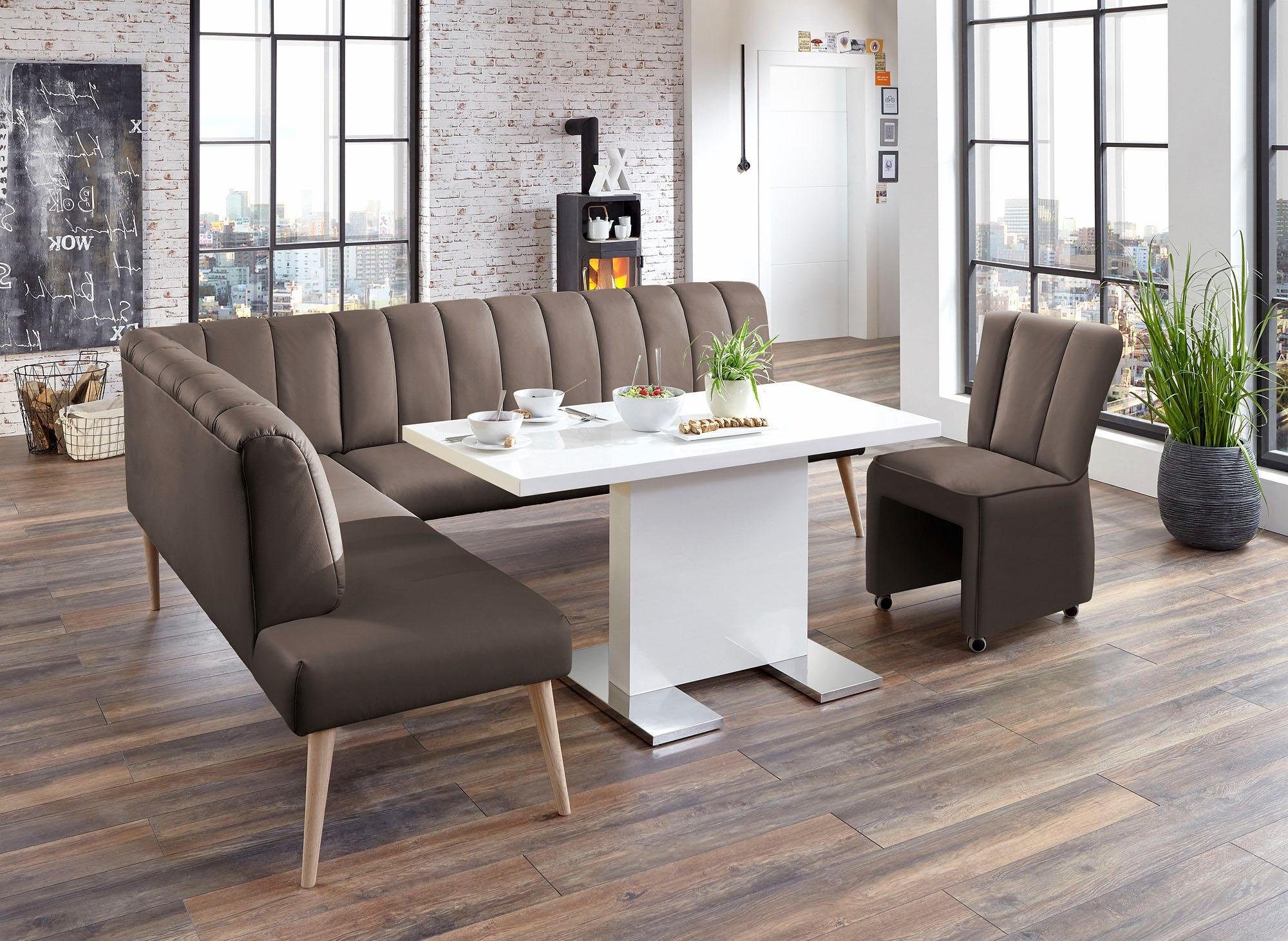 Exxpo - sofa fashion Hoekbank Costa, moderne rugstikking, comfortabel en elegant, hoge houten voet