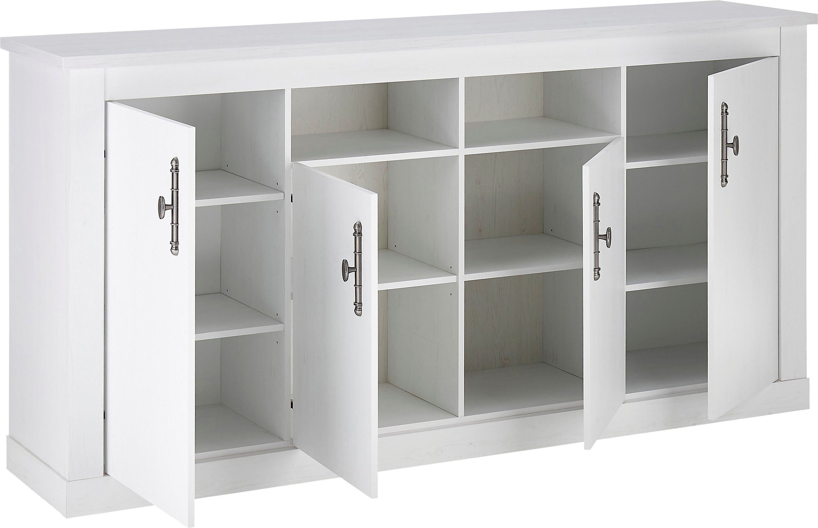 Home affaire Dressoir Ravenna in romantische landelijke stijl, grepen van metaal, breedte 201 cm