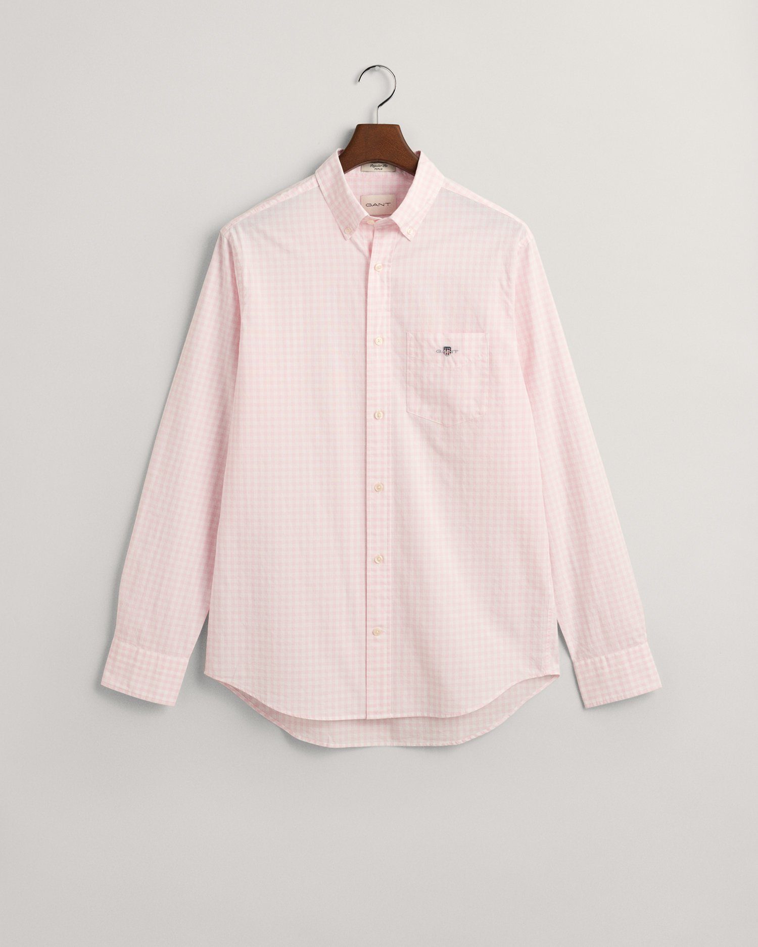 Gant Overhemd met lange mouwen REG POPLIN GINGHAM SHIRT met logoborduursel op borsthoogte