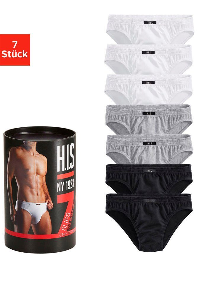 H.I.S Slip Onderbroeken voor heren verpakt in een blik van katoenmix (set, 7 stuks)