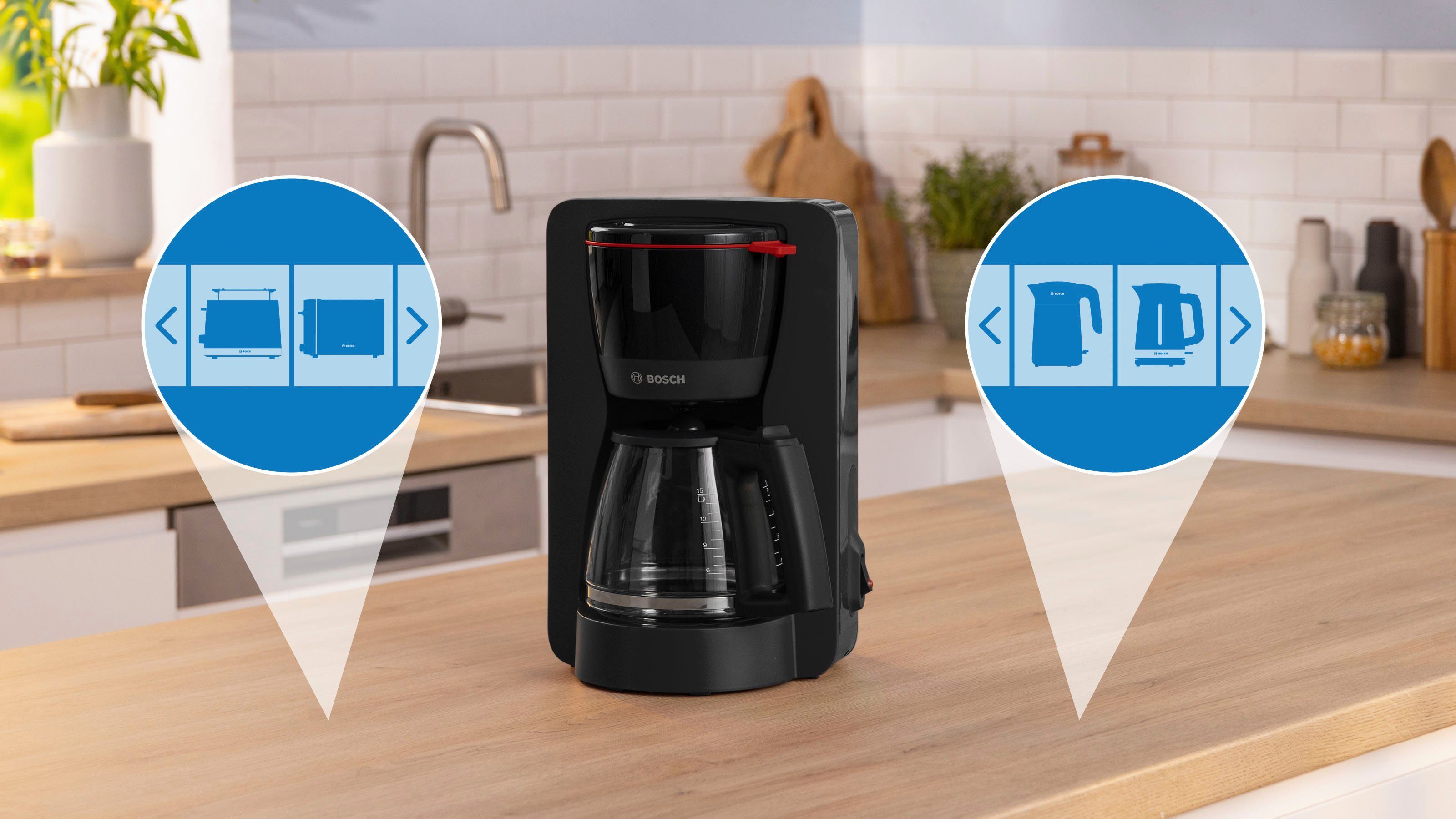 BOSCH Filterkoffieapparaat MyMoment TKA2M113, 1,25 l, voor 10-15 kopjes, glazen kan, 40 min. warmhoudfunctie, 1200 w