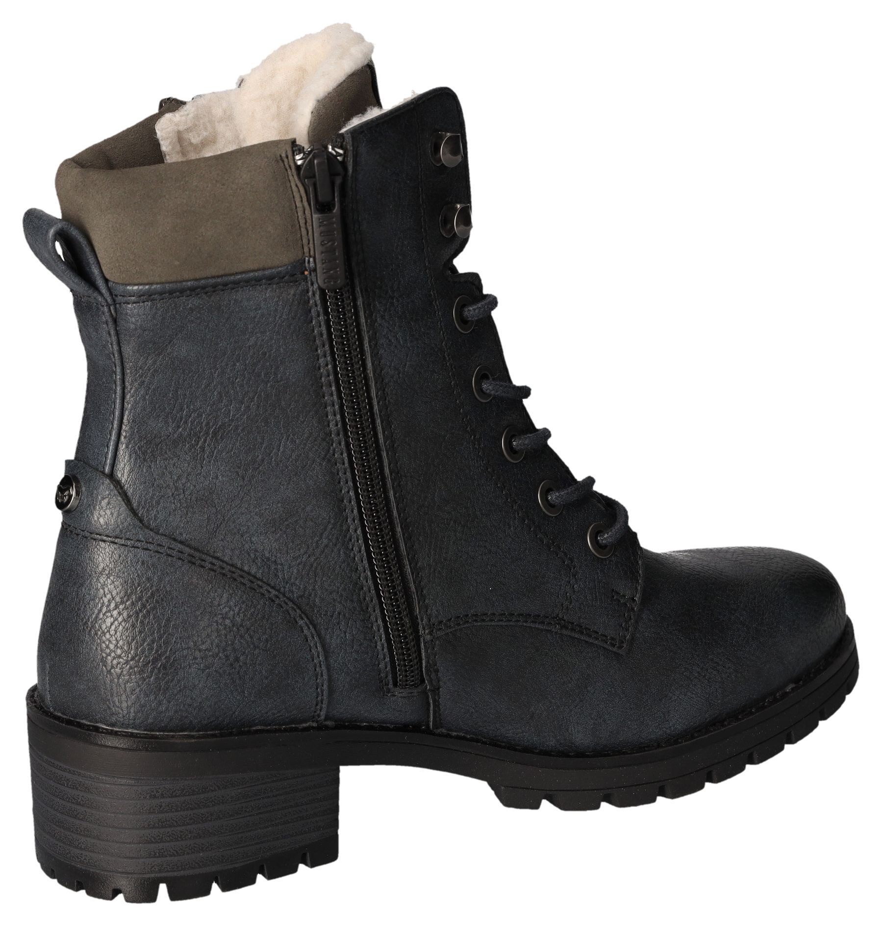 Mustang Shoes Veterschoenen veterschoenen, enkellaars, hakken, in metallic-look, smalle vorm