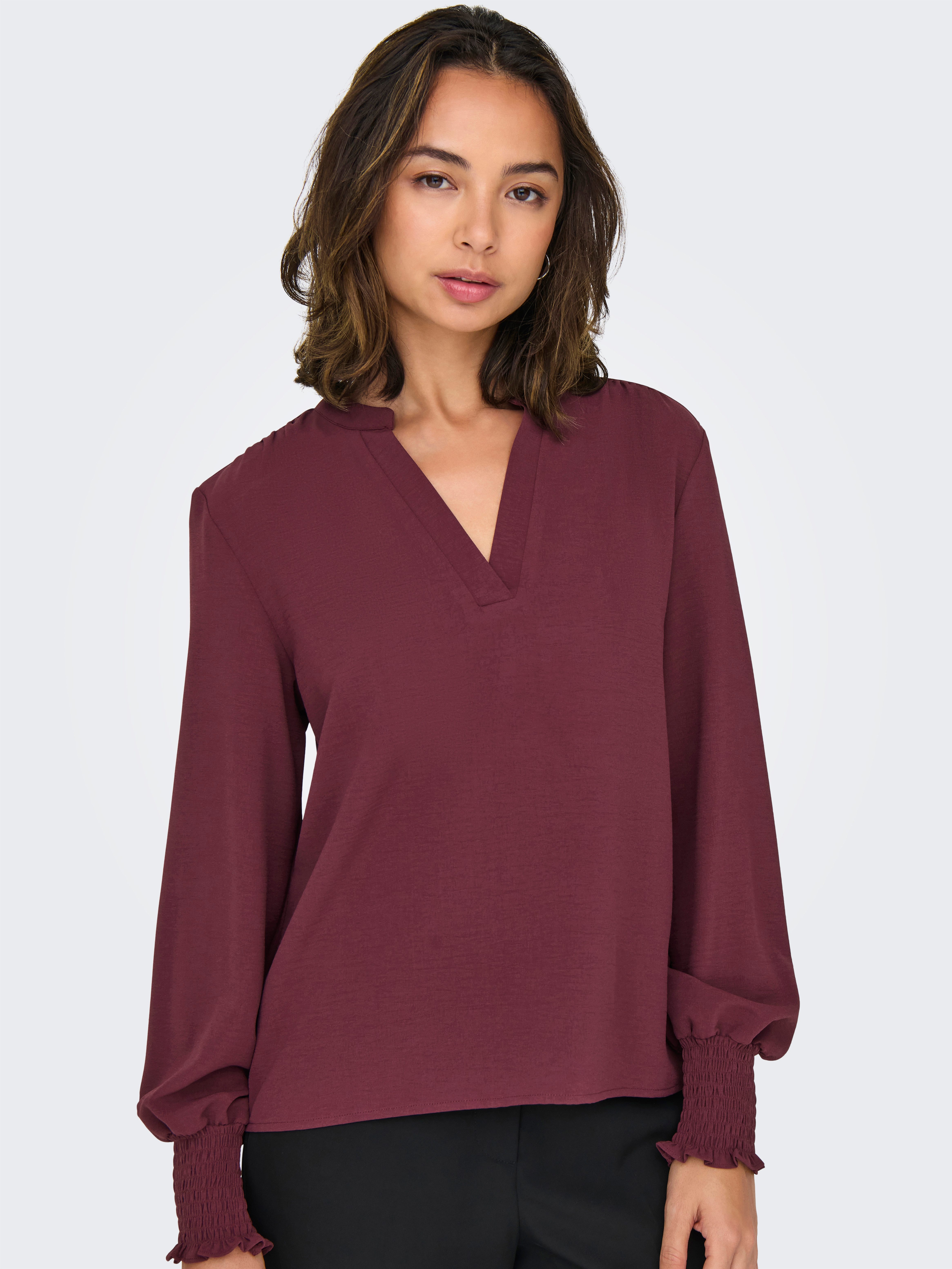 Only Shirt ONLMETTE V-NECK LS SMOCK TOP NOOS WVN