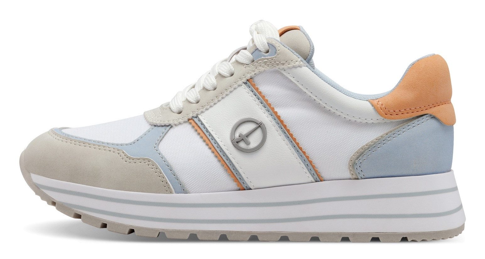 Tamaris Plateausneakers , vrijetijdsschoen, lage schoen, veterschoen met gekleurde accenten