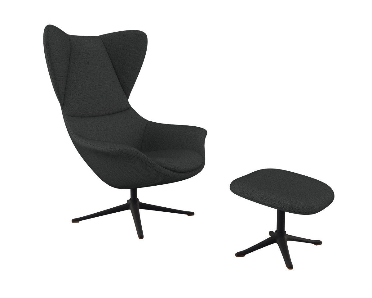 FLEXLUX Oorfauteuil Stilo relaxstoel, TV-stoel Solitaire, stijlicoon, draaibaar, zwarte poot