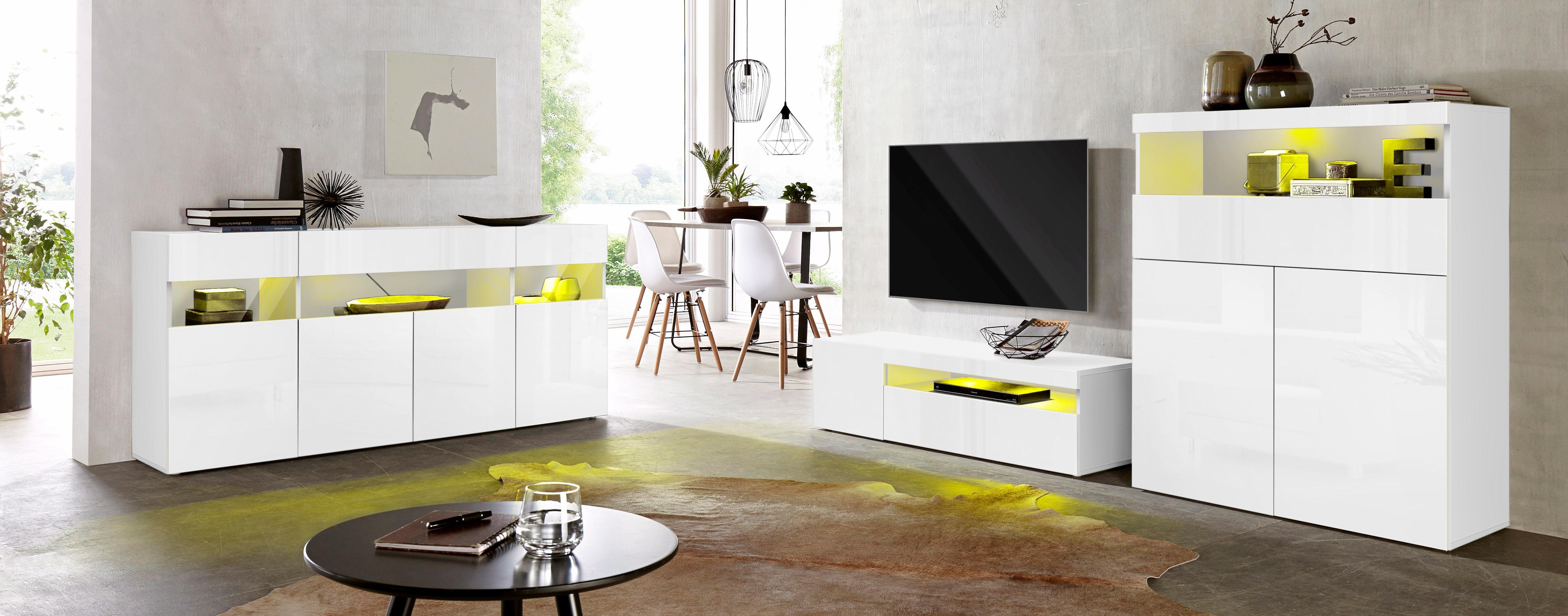 INOSIGN Highboard Kast, hoge kast, hoge kommode met 2 deuren en 1 lade, breedte 100 cm, zonder verlichting