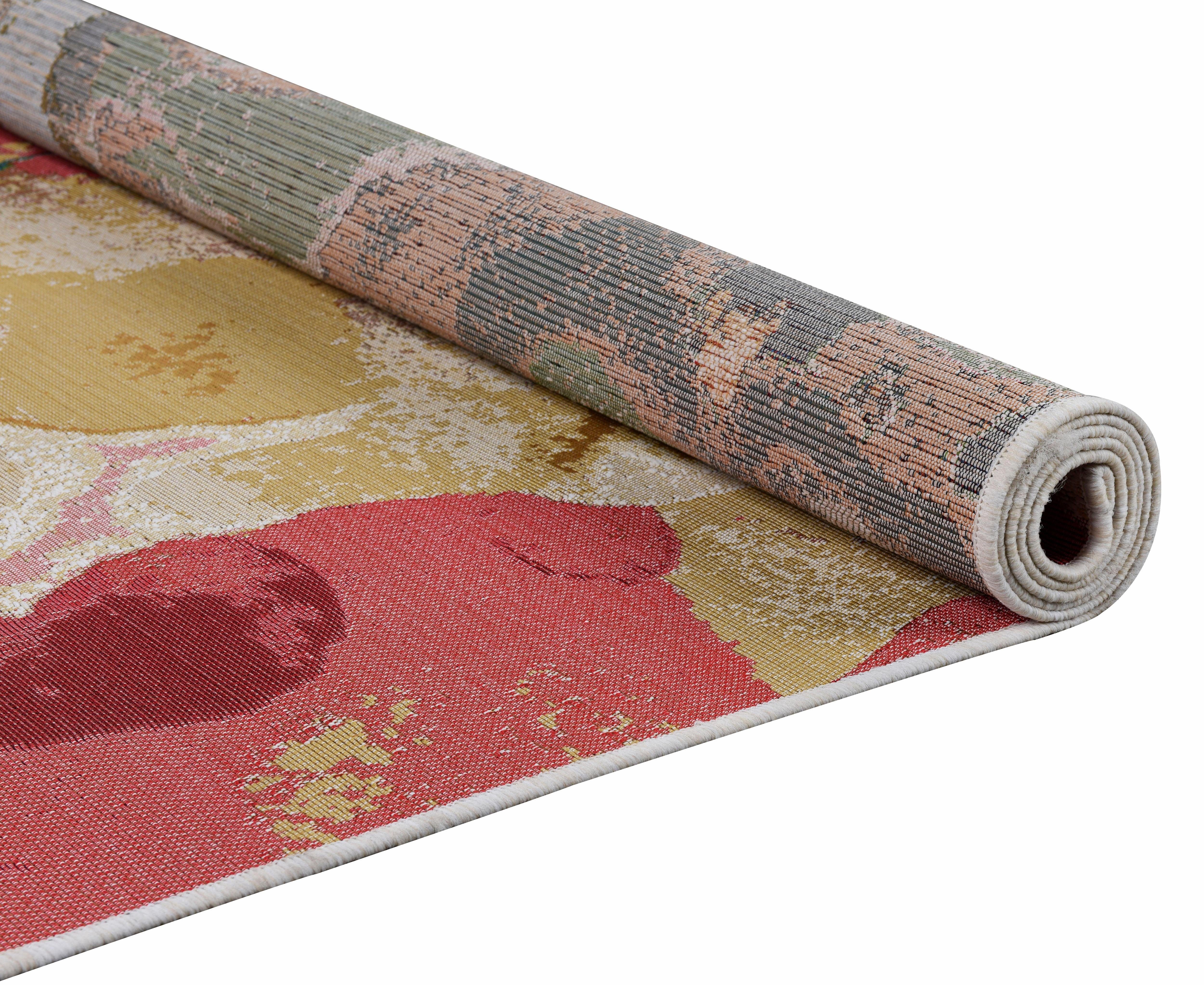 TOM TAILOR HOME Vloerkleed Garden Blossom Platweefsel, modern bloemendesign, geschikt voor binnen en buiten