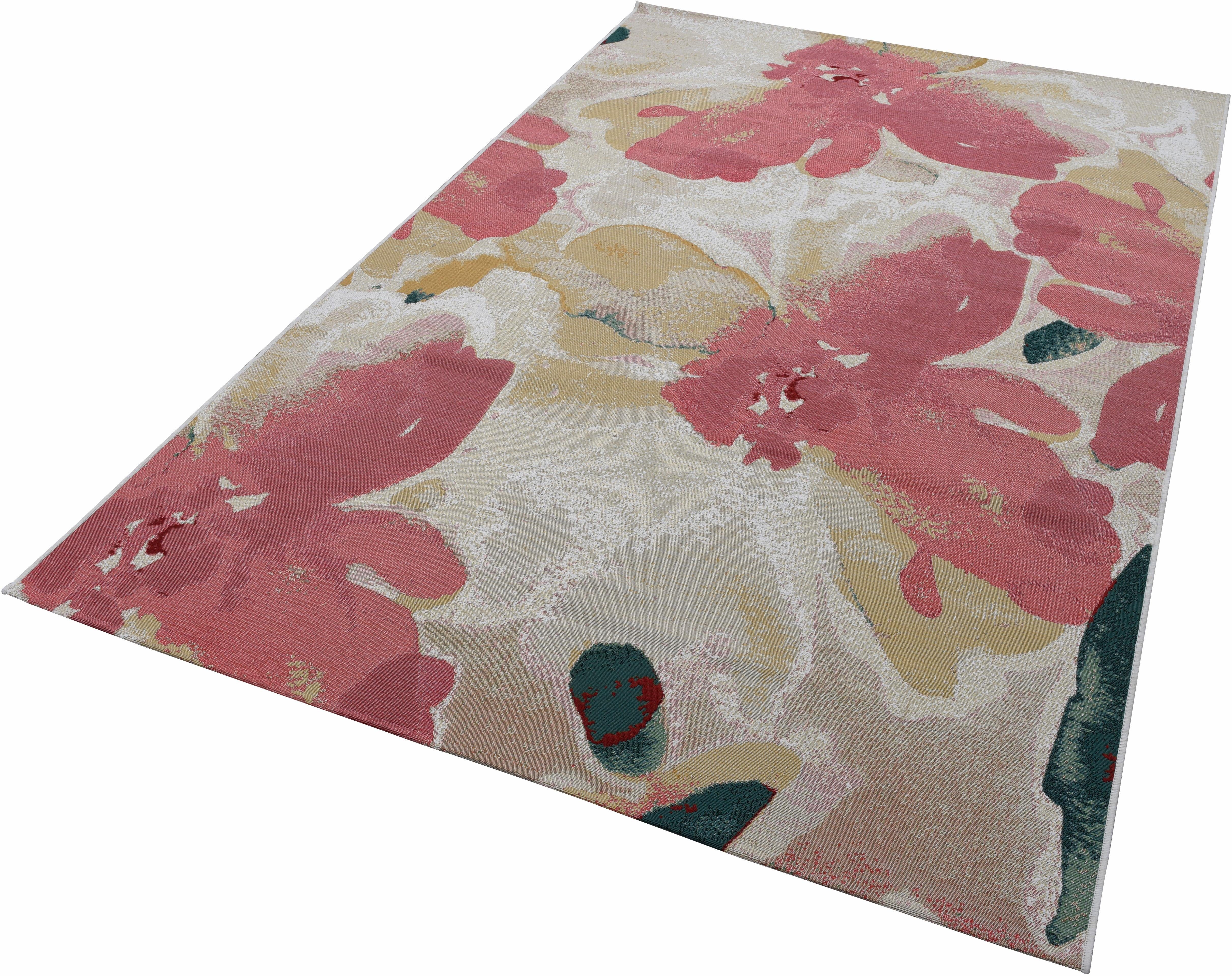 TOM TAILOR HOME Vloerkleed Garden Blossom Platweefsel, modern bloemendesign, geschikt voor binnen en buiten