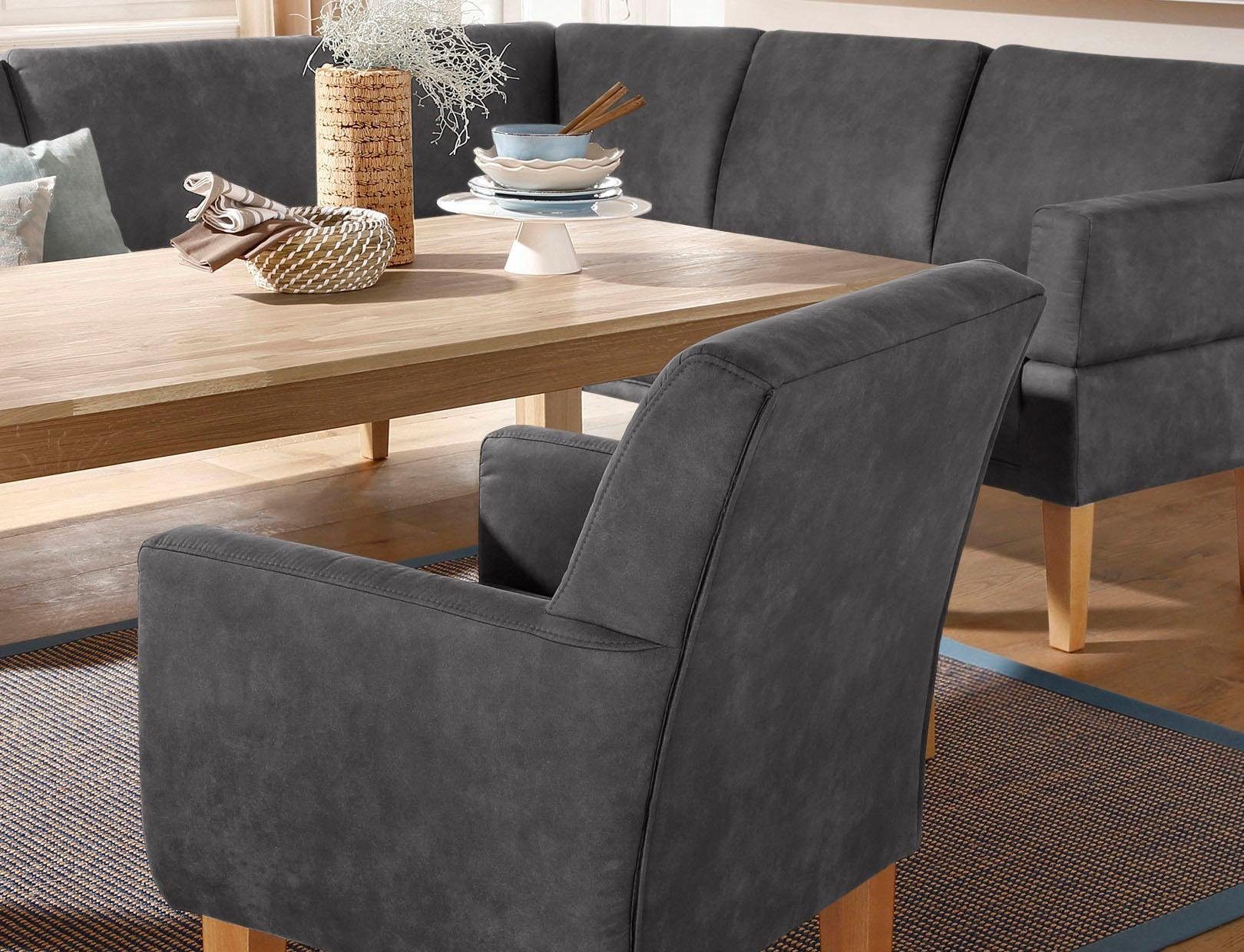 Home affaire Fauteuil Fehmarn comfortabele zithoogte van 54 cm, in 3 verschillende stofkwaliteiten fauteuils maat Luxe-microvezel leer-look grijs