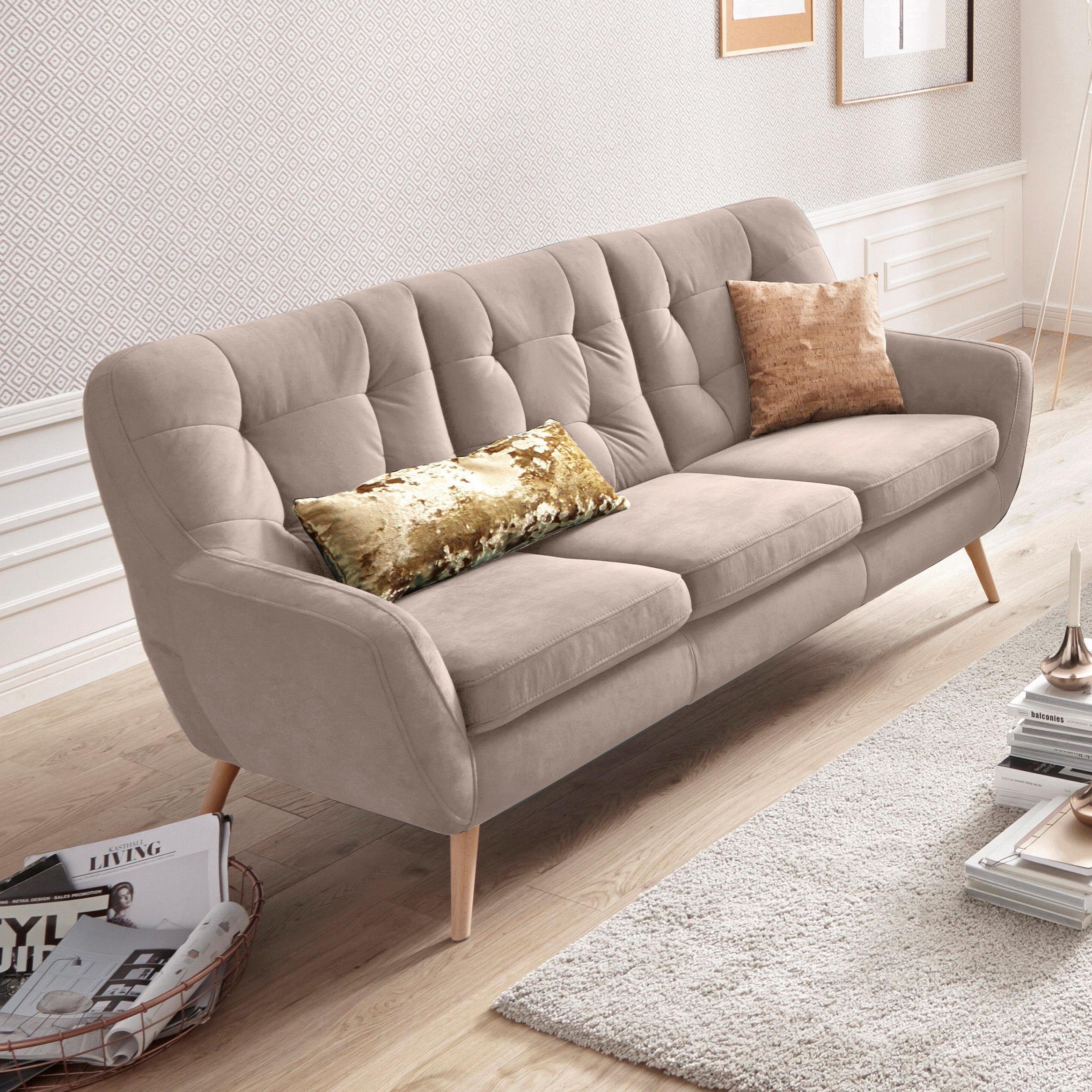 exxpo - sofa fashion 3-zitsbank Scandi, comfortabel, verfijnde rugkussens voor meer zitcomfort actuele kleuren in hoogwaardige bekledingskwaliteiten,