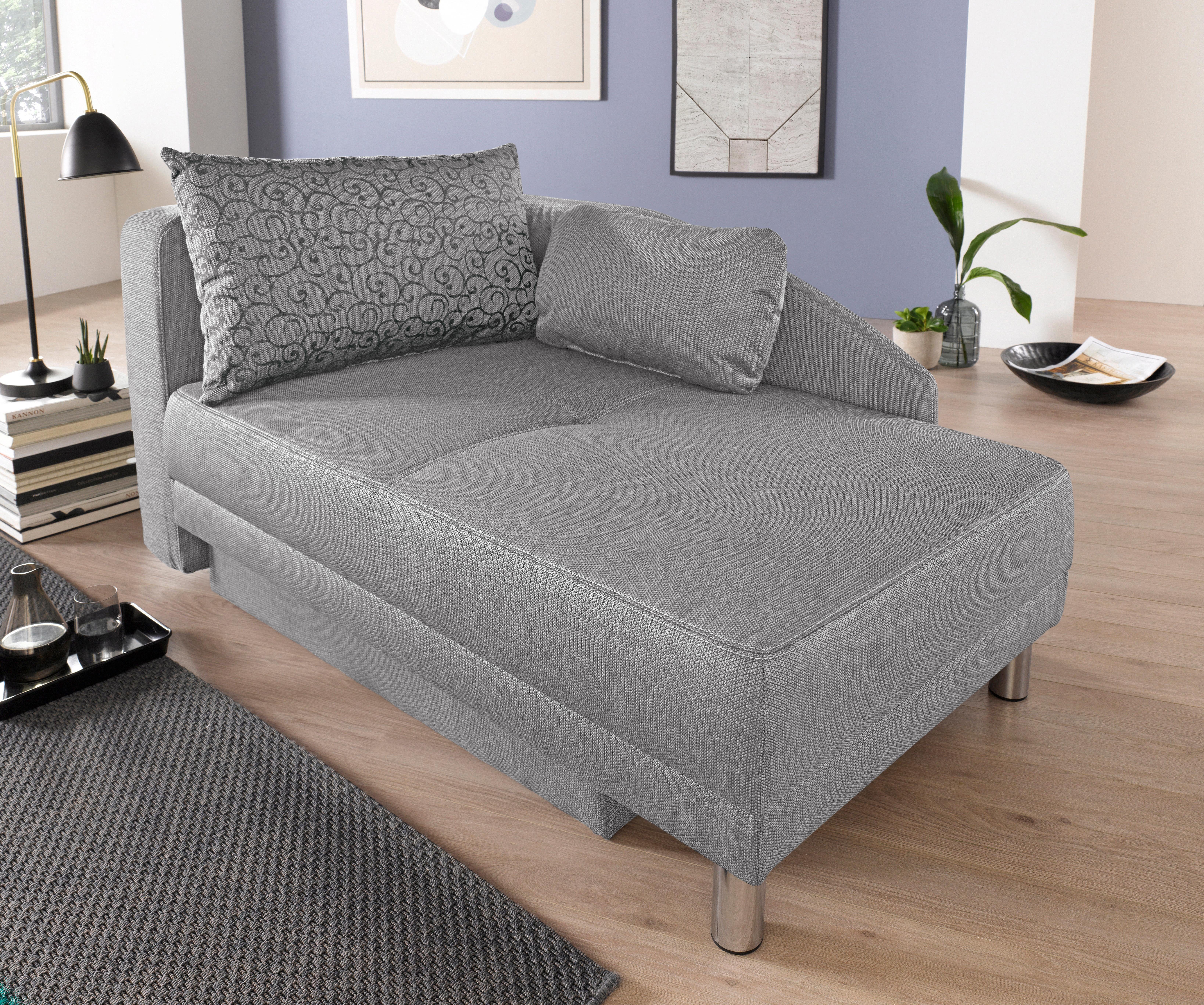 Jockenhöfer Gruppe Récamier ROY Chaise longue met slaapfunctie en bedkist, met binnenvering zwart, chaise longues