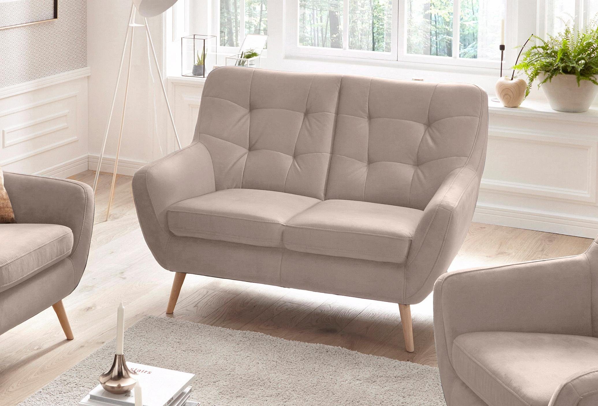 exxpo - sofa fashion 2-zitsbank Scandi, comfortabel, verfijnde rugkussens voor meer zitcomfort actuele kleuren in hoogwaardige bekledingskwaliteiten,