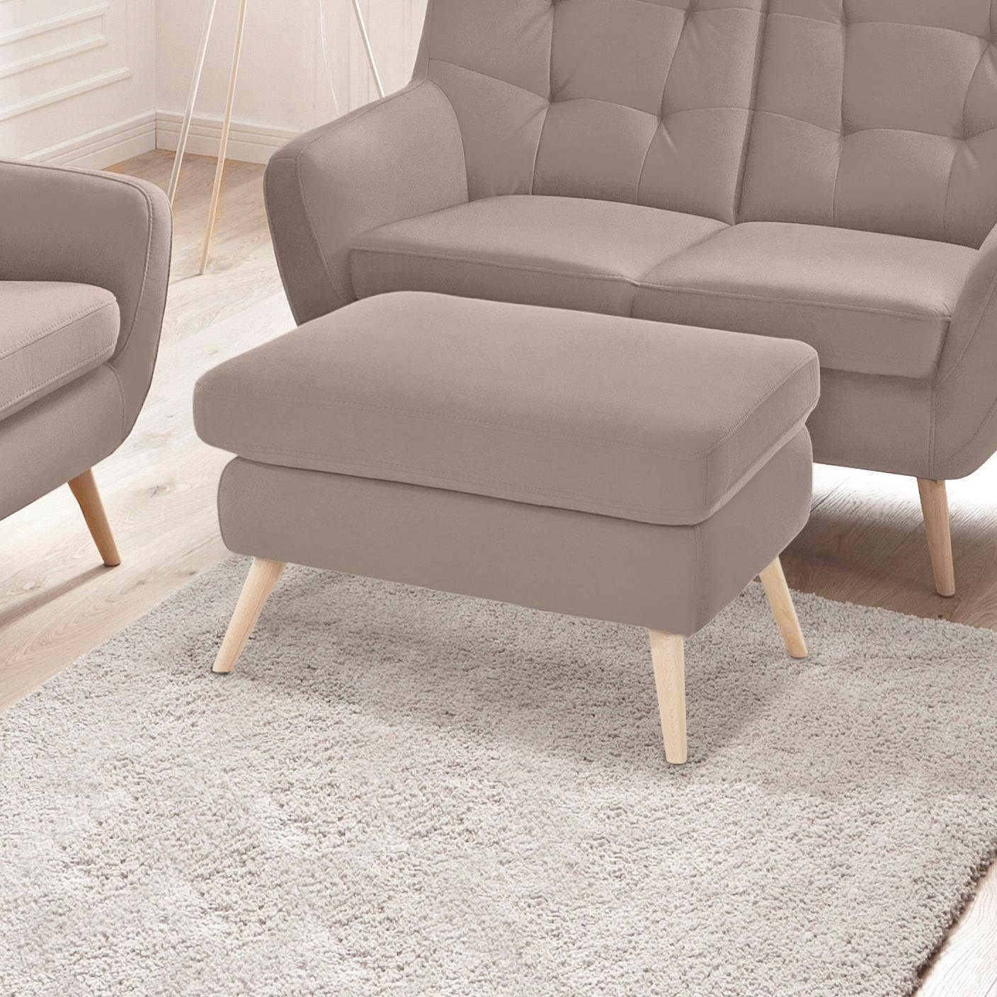 exxpo - sofa fashion Hocker Scandi comfortabel en elegant met hoge houten voet hockers grijs