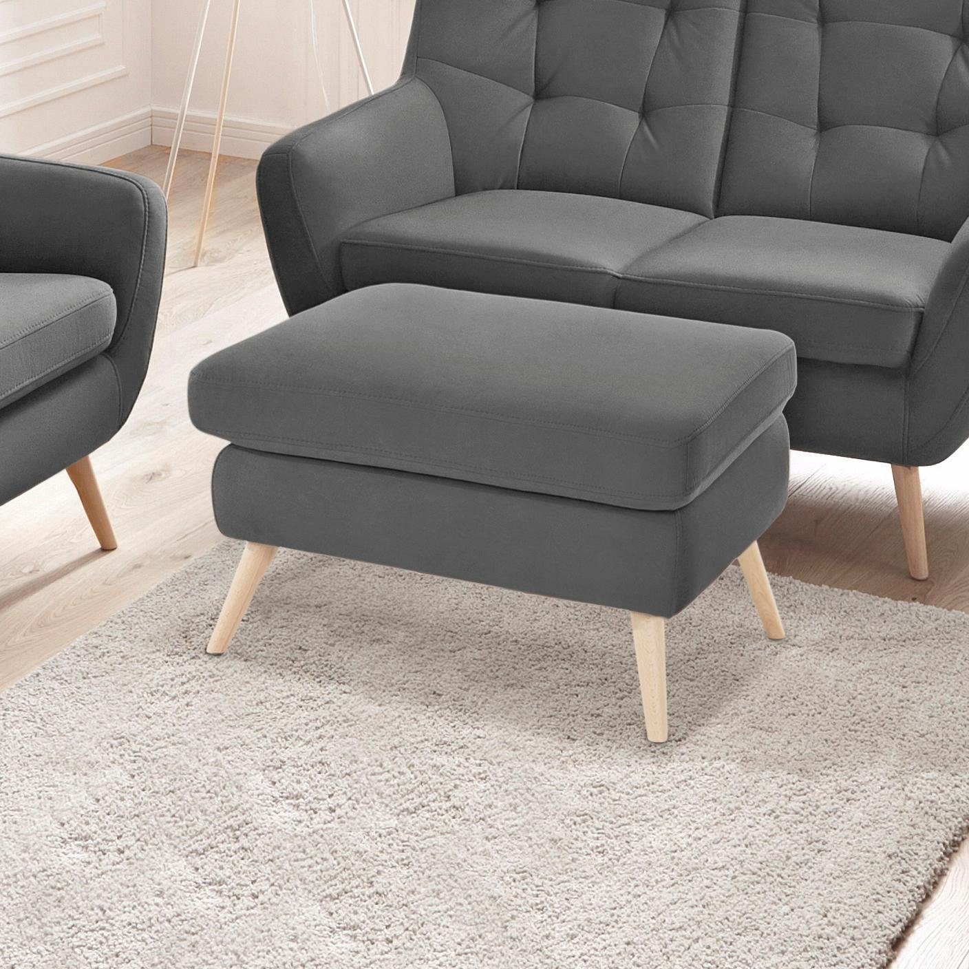 exxpo - sofa fashion Hocker Scandi comfortabel en elegant met hoge houten voet