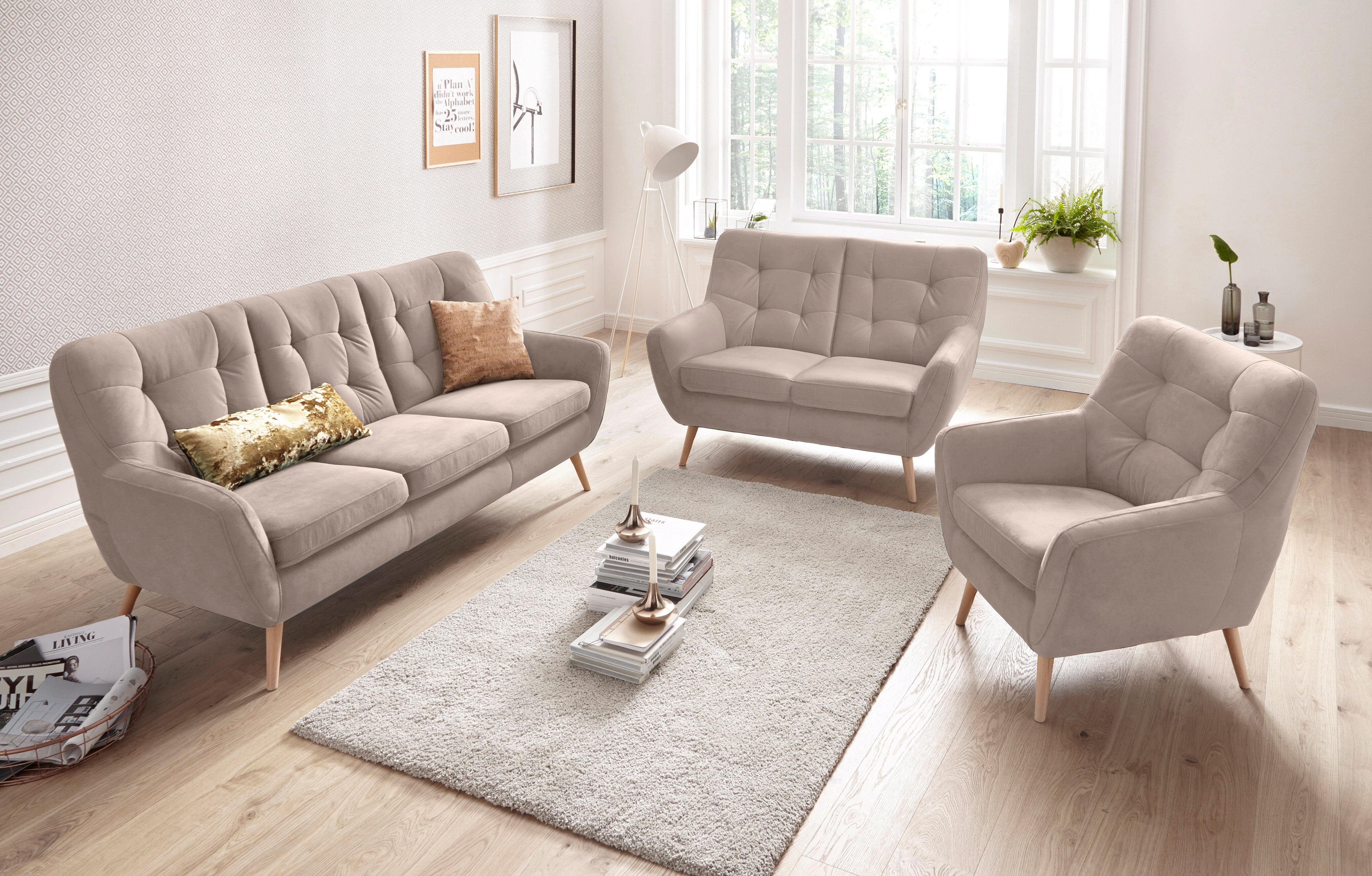 exxpo - sofa fashion Fauteuil Scandi, loungesessel met geweldig zitcomfort, hoogwaardige bekleding (set)