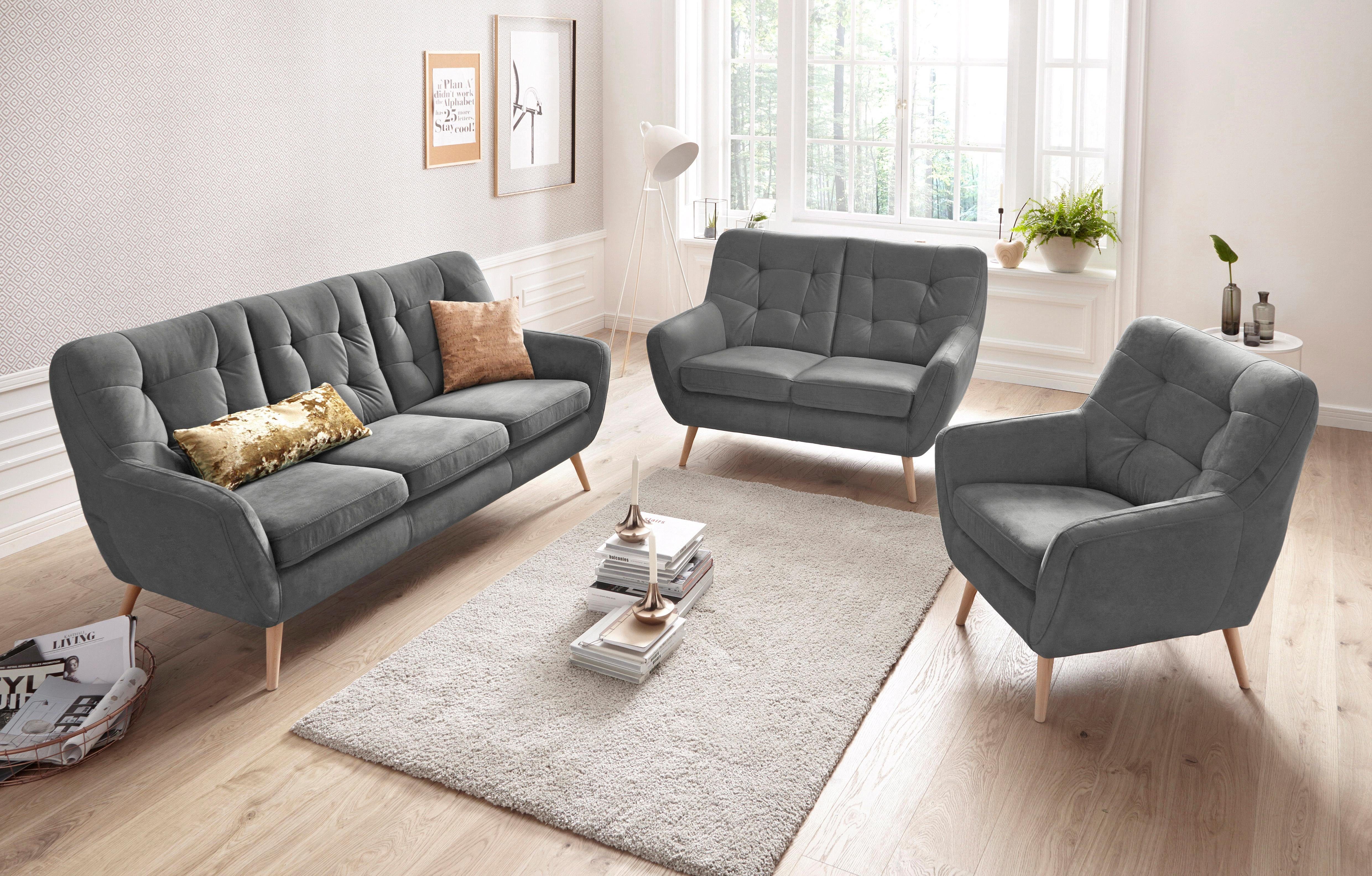 exxpo - sofa fashion Fauteuil Scandi, loungesessel met geweldig zitcomfort, hoogwaardige bekleding (set)