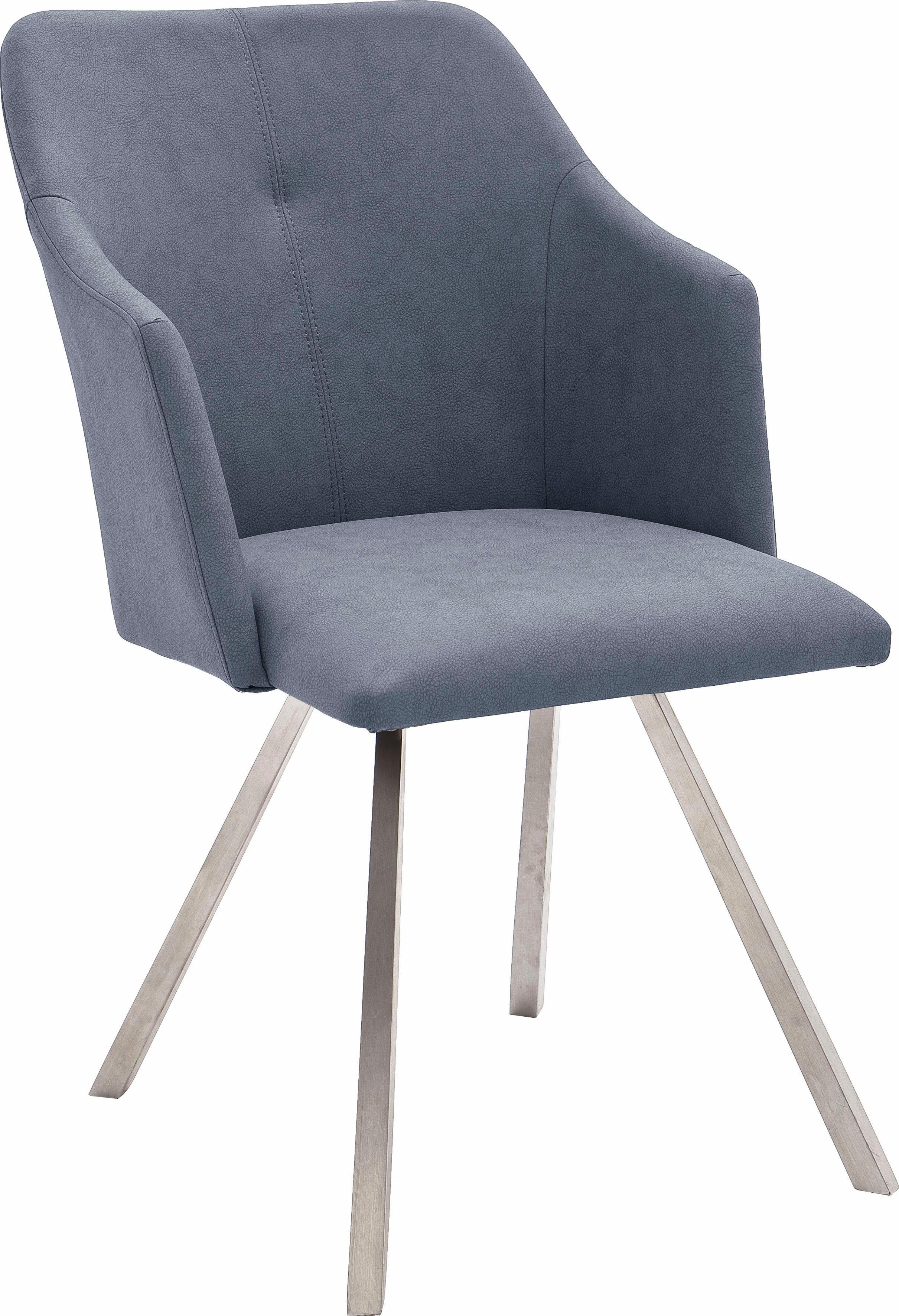 MCA furniture Eetkamerstoel Madita 4 voet stoel B-hoekig Stoel belastbaar tot max. 140 kg (2 stuks) 4 poot stoelen blauw