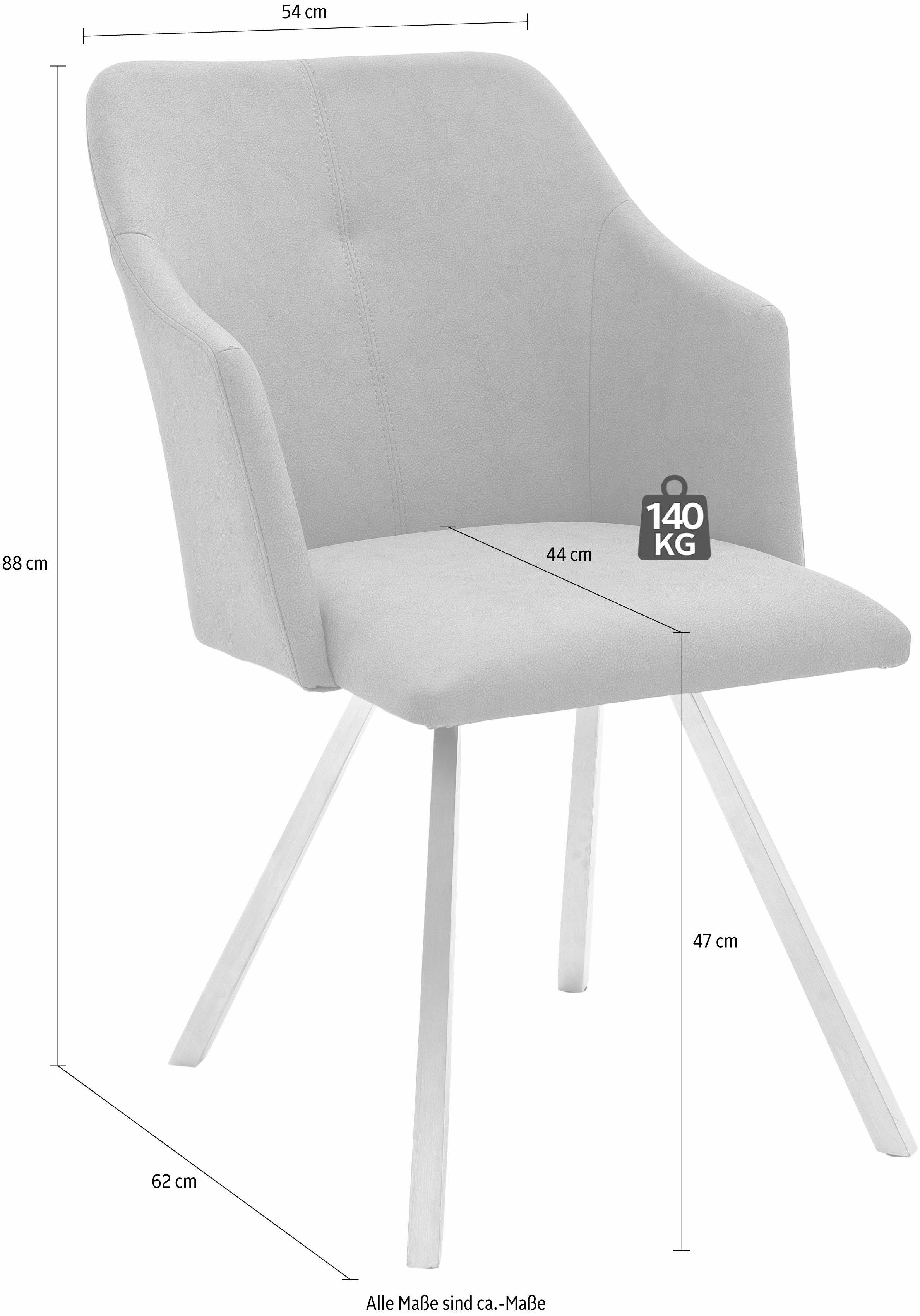 MCA furniture Eetkamerstoel Madita 4 voet stoel B-hoekig Stoel belastbaar tot max. 140 kg (2 stuks)