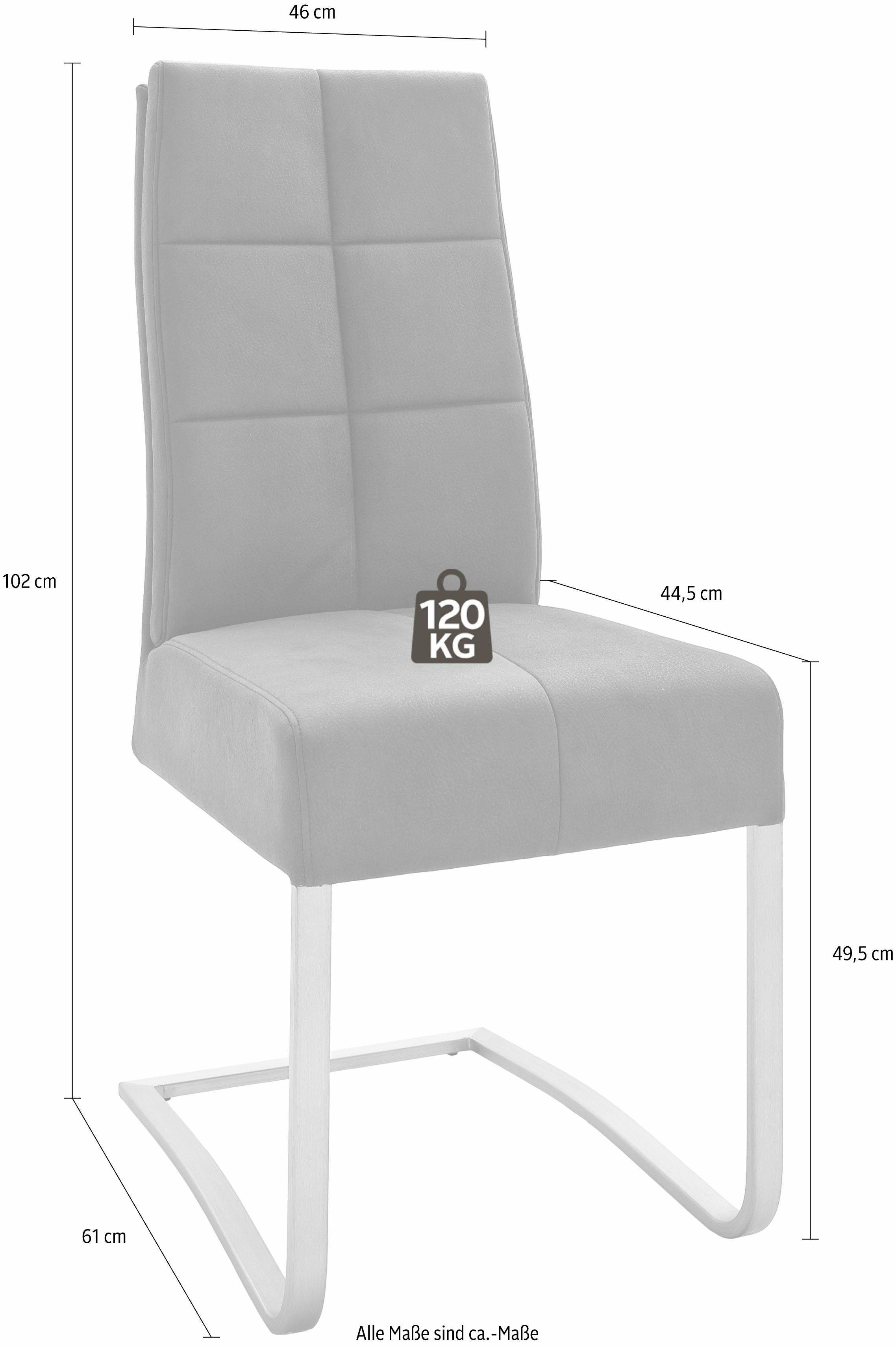 MCA furniture Eetkamerstoel Salva sledestoel met pocketvering, belastbaar tot max. 120 kg (2 stuks)