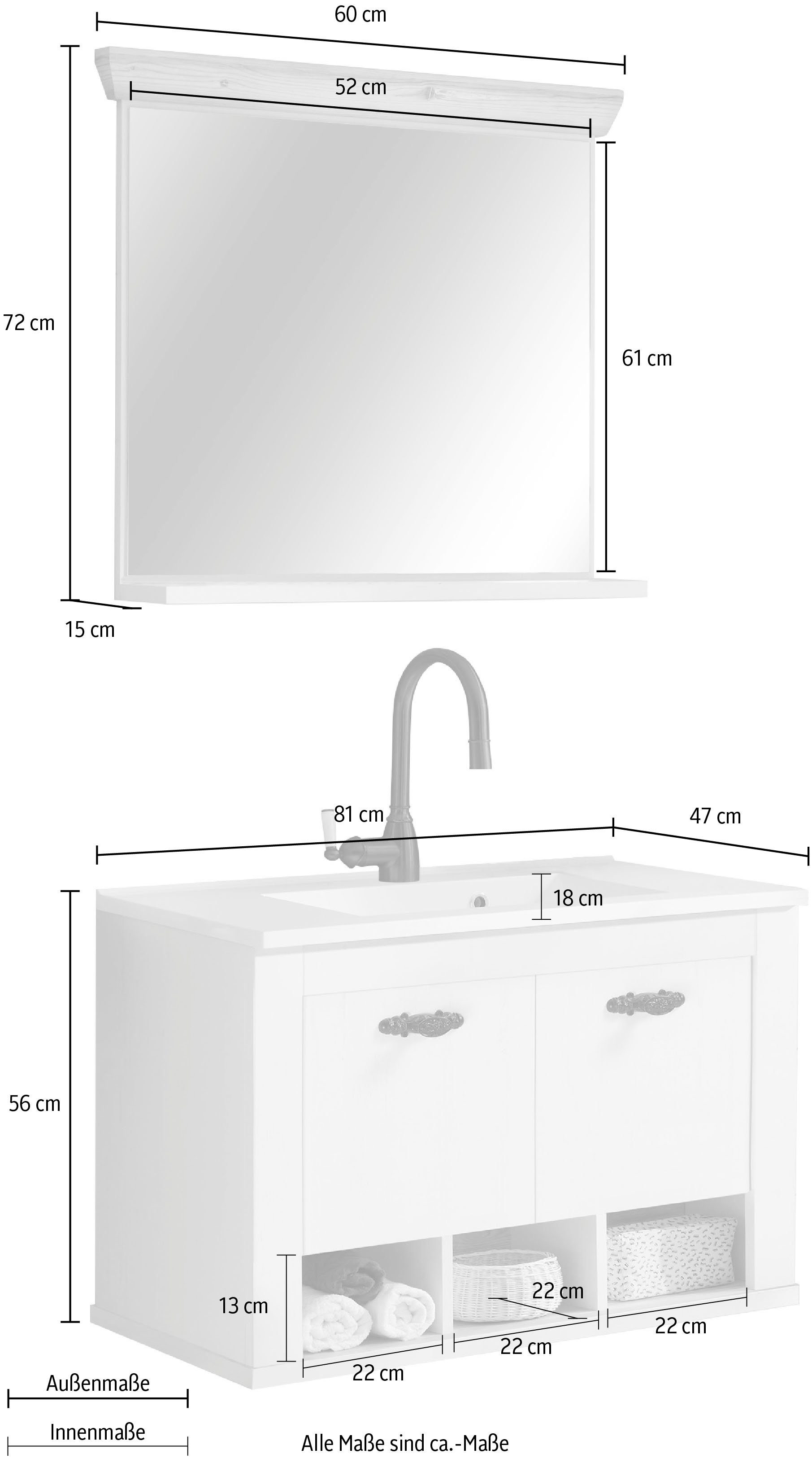 Home affaire Badkamerserie Florenz, badkamer in landhuisstijl, 2-delig badkamer (2-delig)