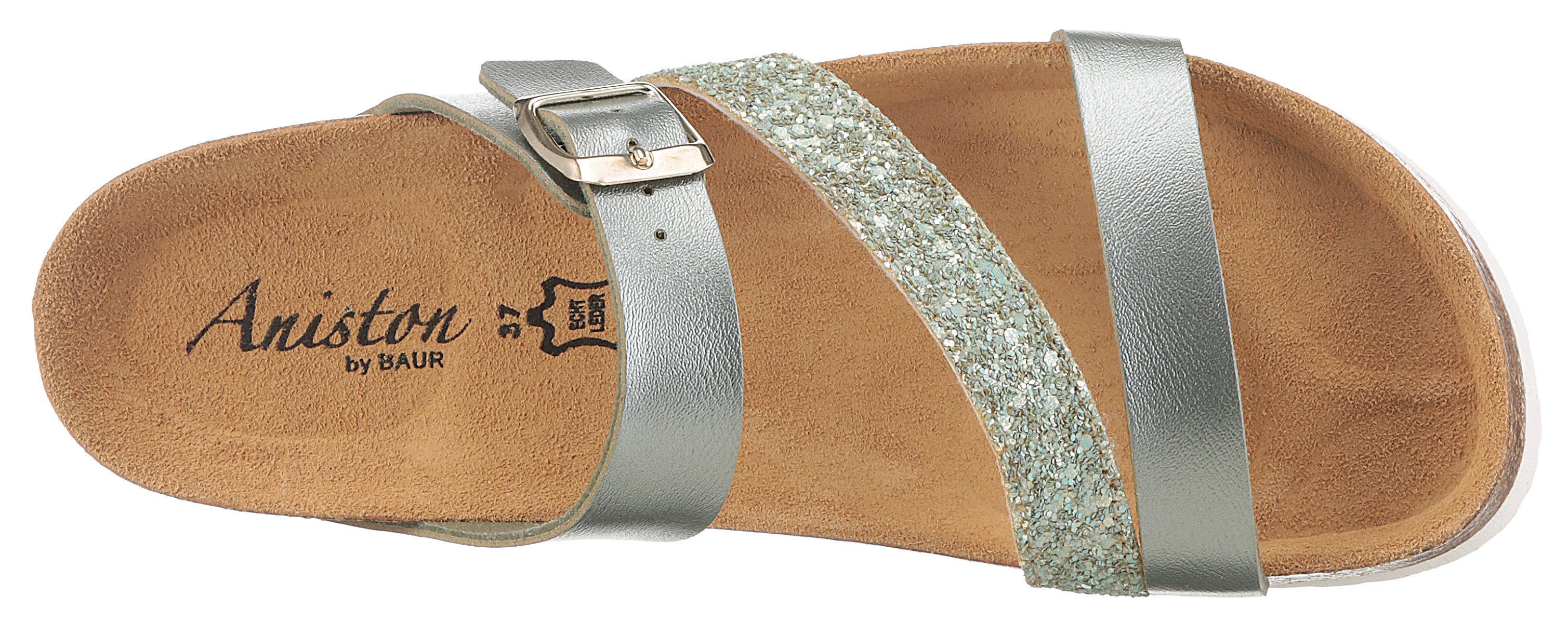 Aniston SHOES Sleehakmuiltjes , zomerschoen, strandschoen, huisschoen, glitter - nieuwe collectie