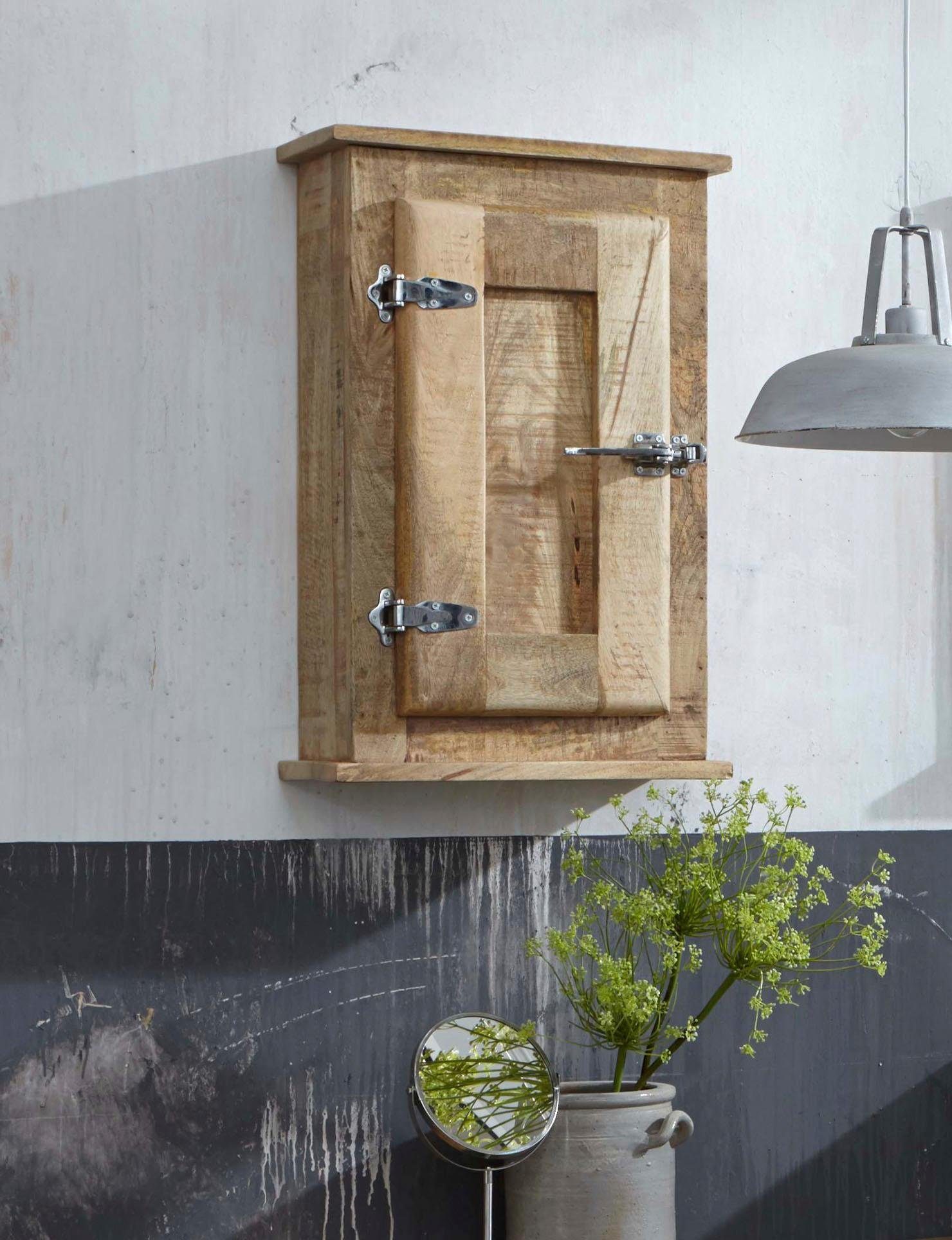 SIT Hangend kastje Frigo Mangohout in antiek-look met koelkastgrepen, breedte 45 cm opbergkasten beige