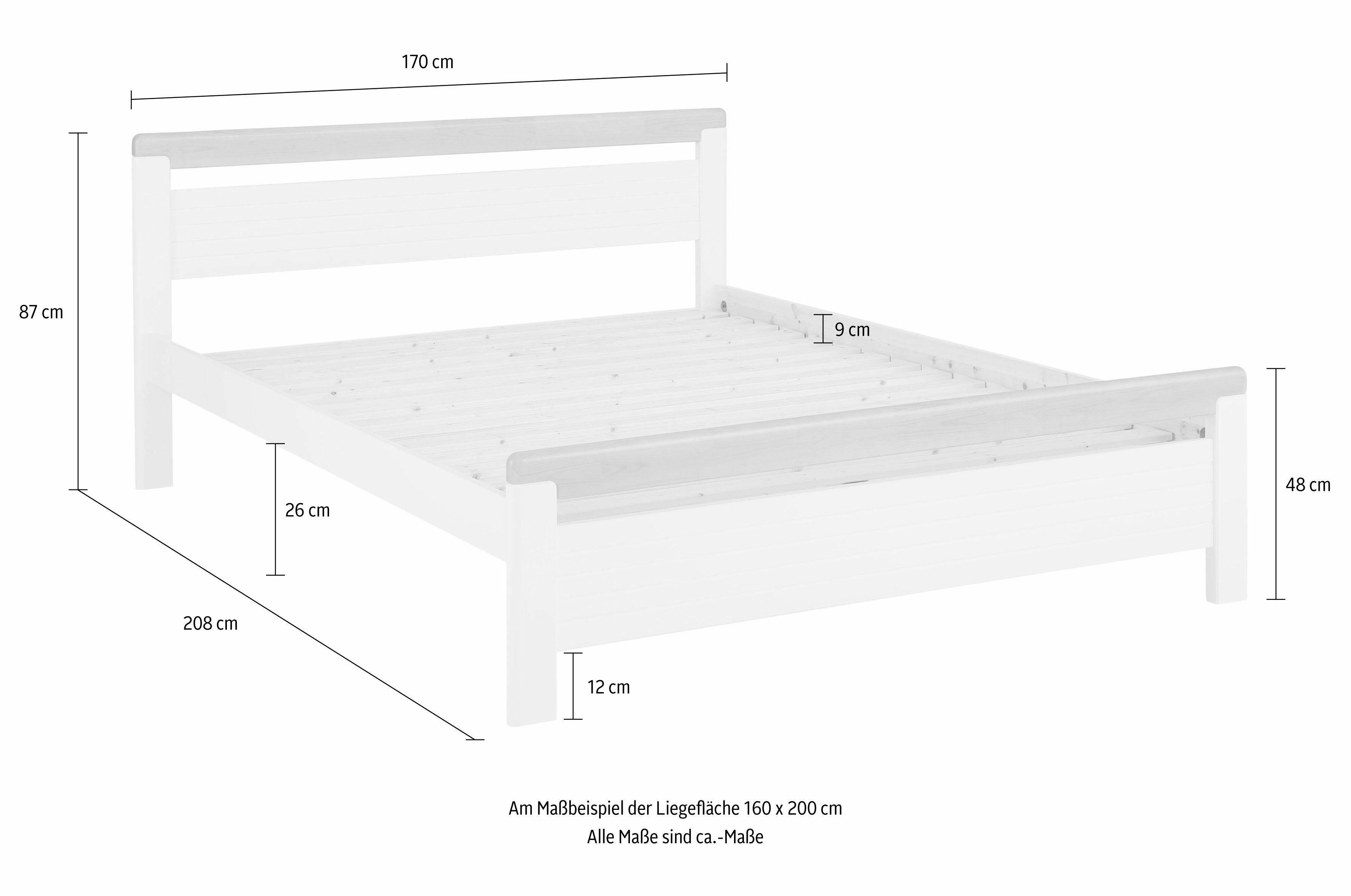 Home affaire Massief houten ledikant "CAPRE" in Scandinavische landhuisstijl in verschillende breedtes verkrijgbaar, gecertificeerd massief hout, latten look