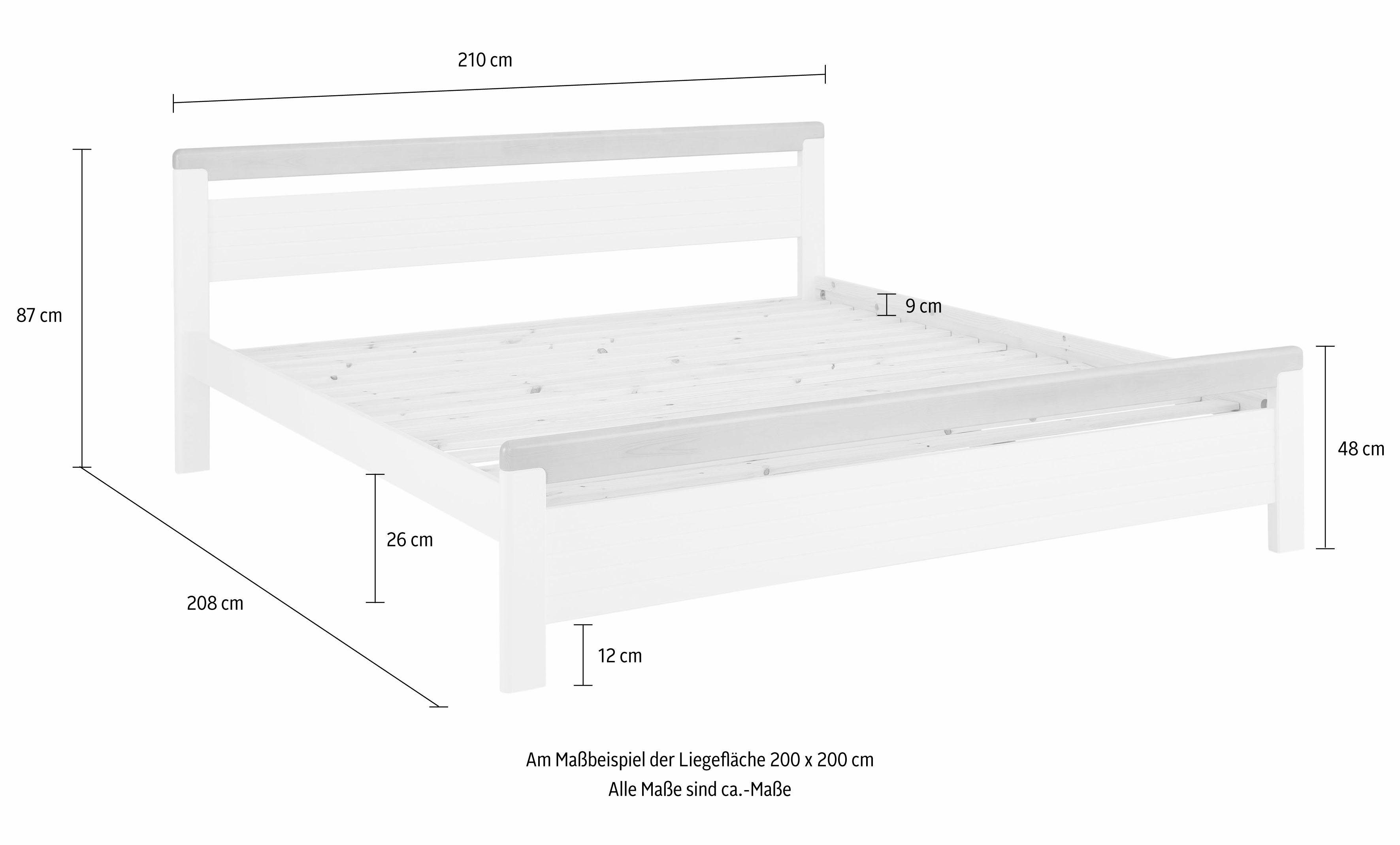 Home affaire Massief houten ledikant "CAPRE" in Scandinavische landhuisstijl in verschillende breedtes verkrijgbaar, gecertificeerd massief hout, latten look