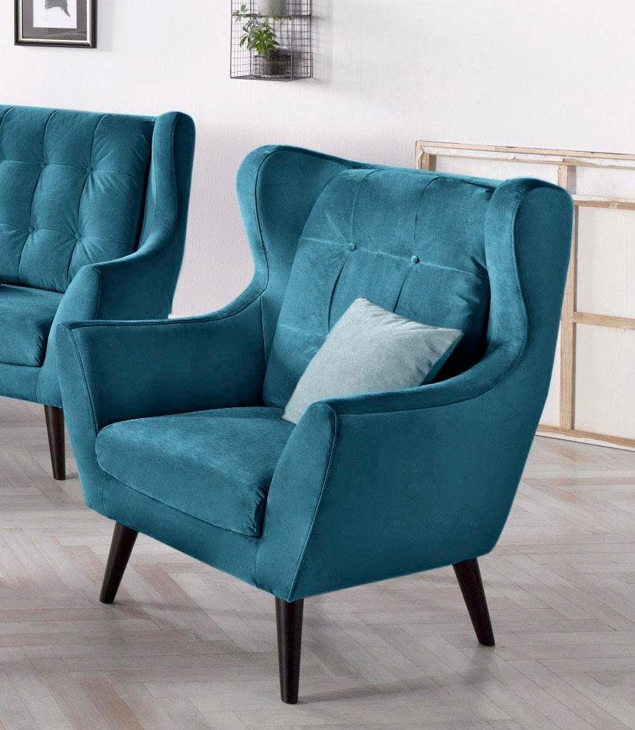 andas Oorfauteuil Hemmink, stoel, loungestoel (set) fauteuils maat Luxe-microvezel groen