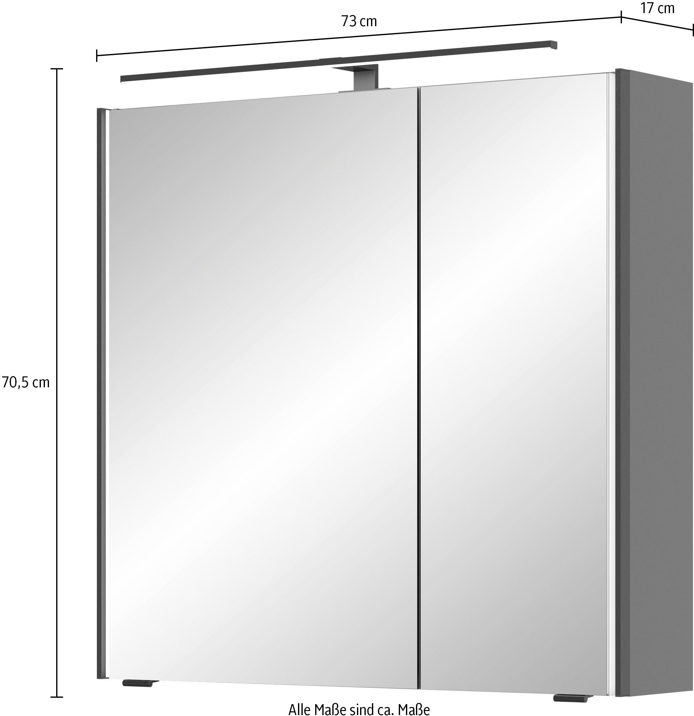 Saphir Spiegelkast Serie 7045 badkamer-spiegelkast inclusief ledverlichting, 2 deuren